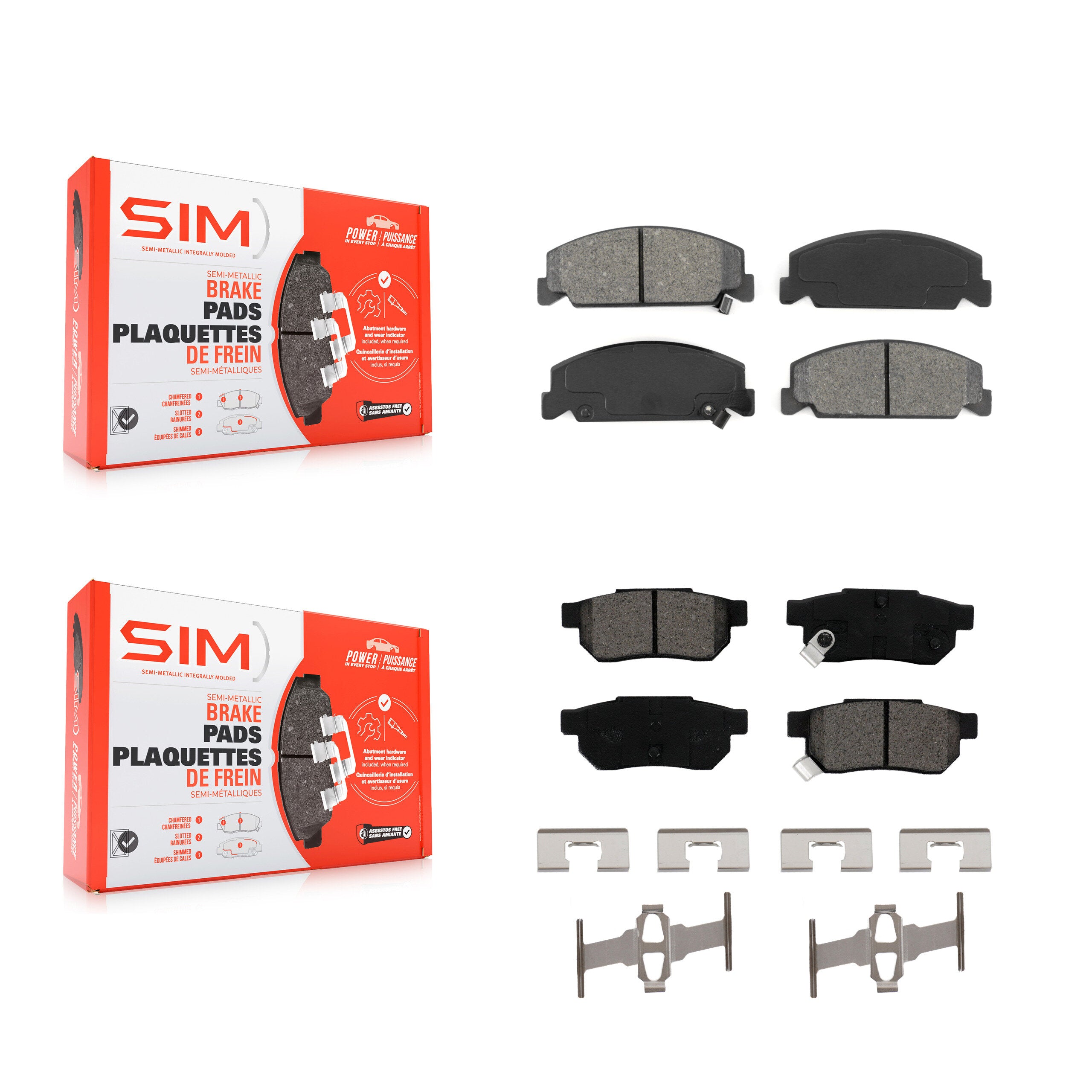 SIM KSM-100228 Disc Brake Pad for 1993-1997 Honda Civic del Sol - Front and Rear