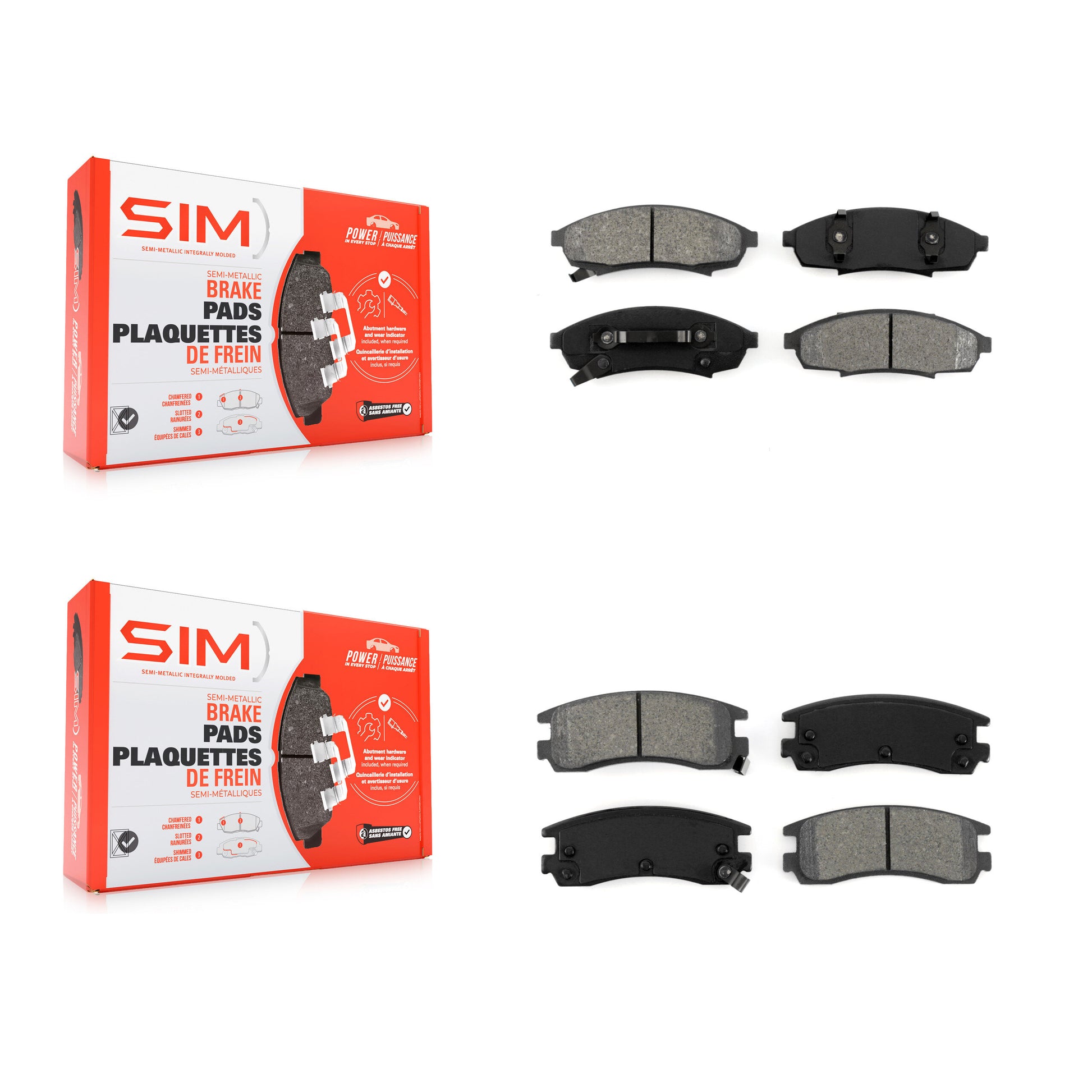 SIM KSM-100239 Disc Brake Pad for 1994-2000 Chevrolet Lumina, Chevrolet Monte Carlo and More - Front and Rear