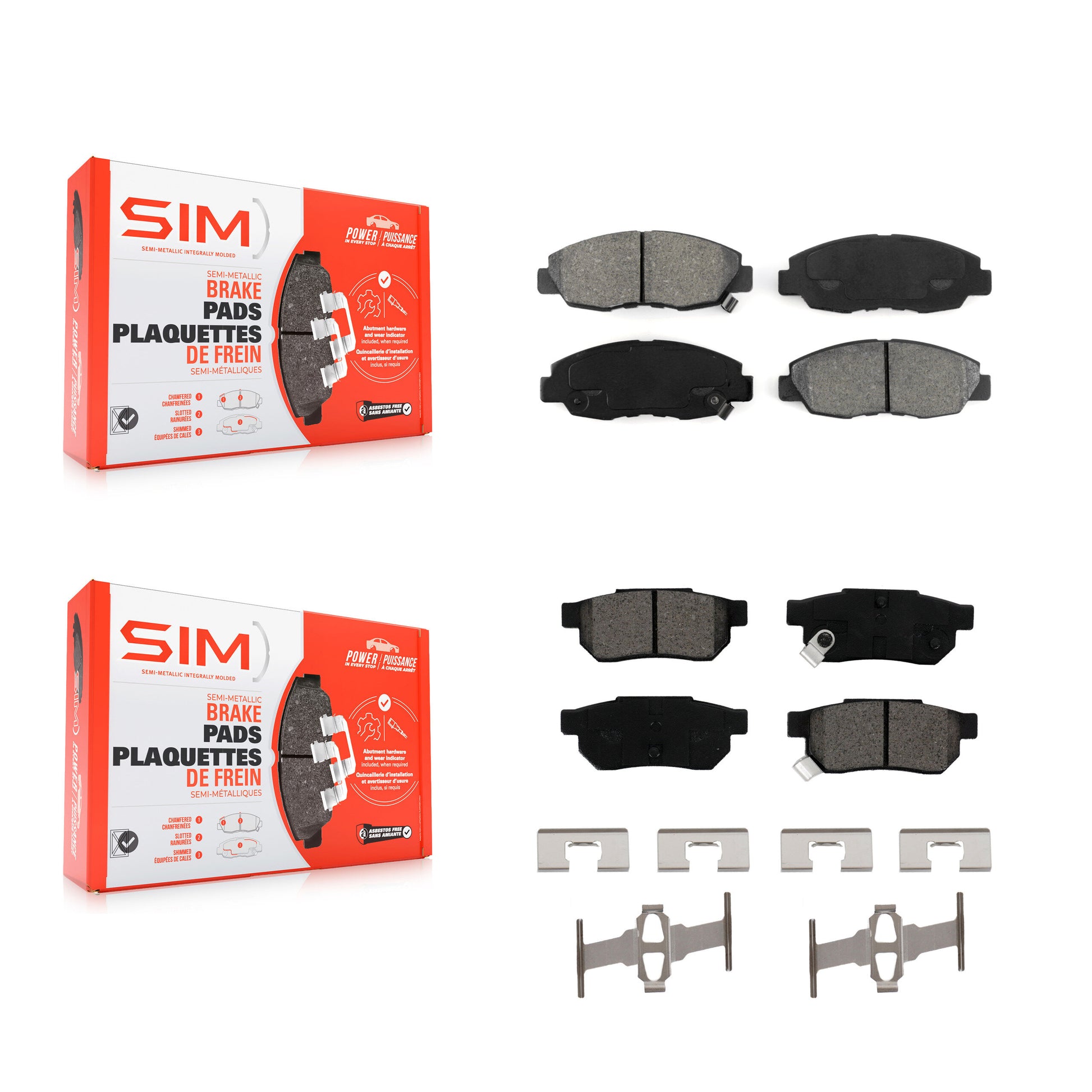 SIM KSM-100245 Disc Brake Pad for 1996-2000 Honda Civic, Acura EL - Front and Rear