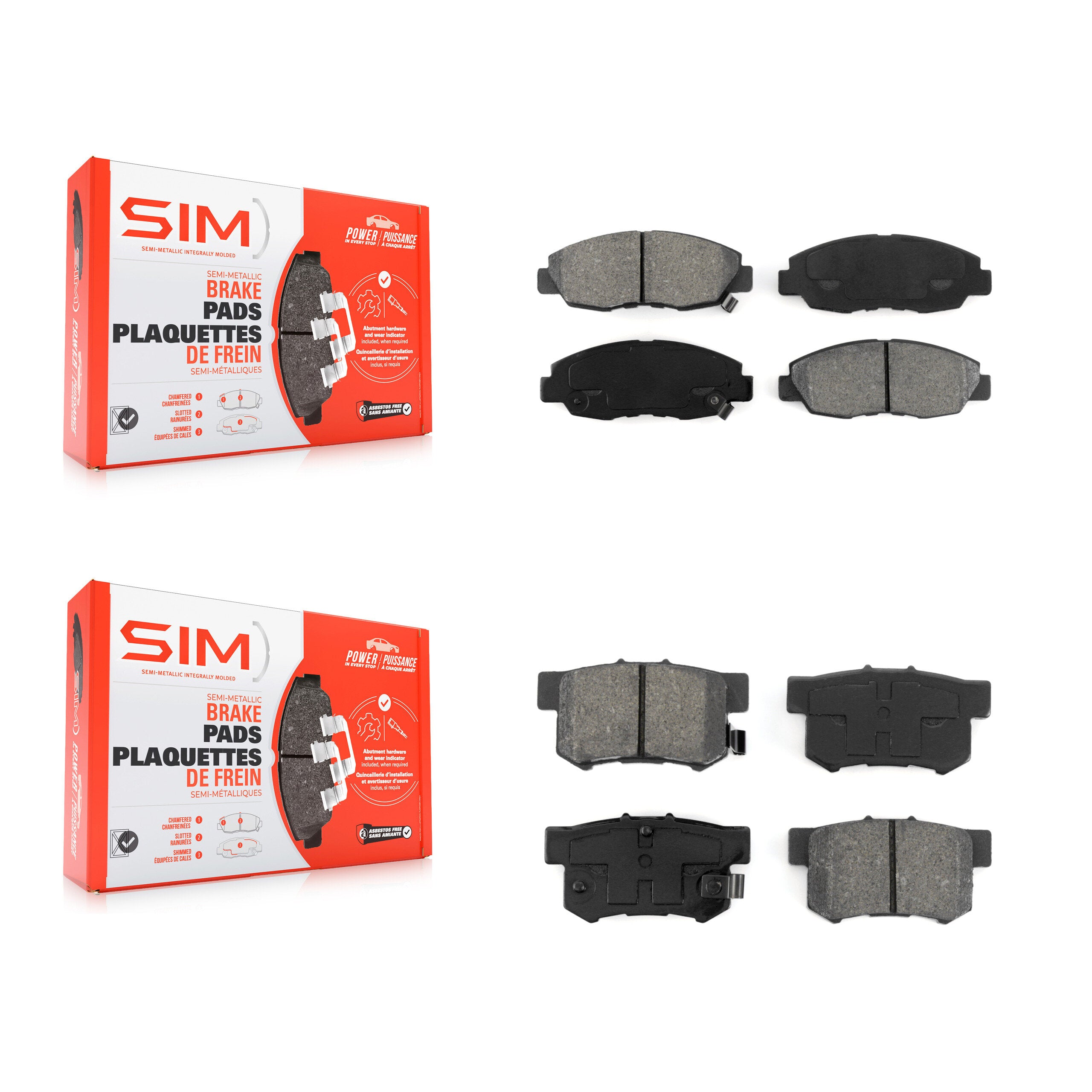 SIM KSM-100246 Disc Brake Pad for 1998-2011 Honda Civic, Acura EL, Honda Accord - Front and Rear