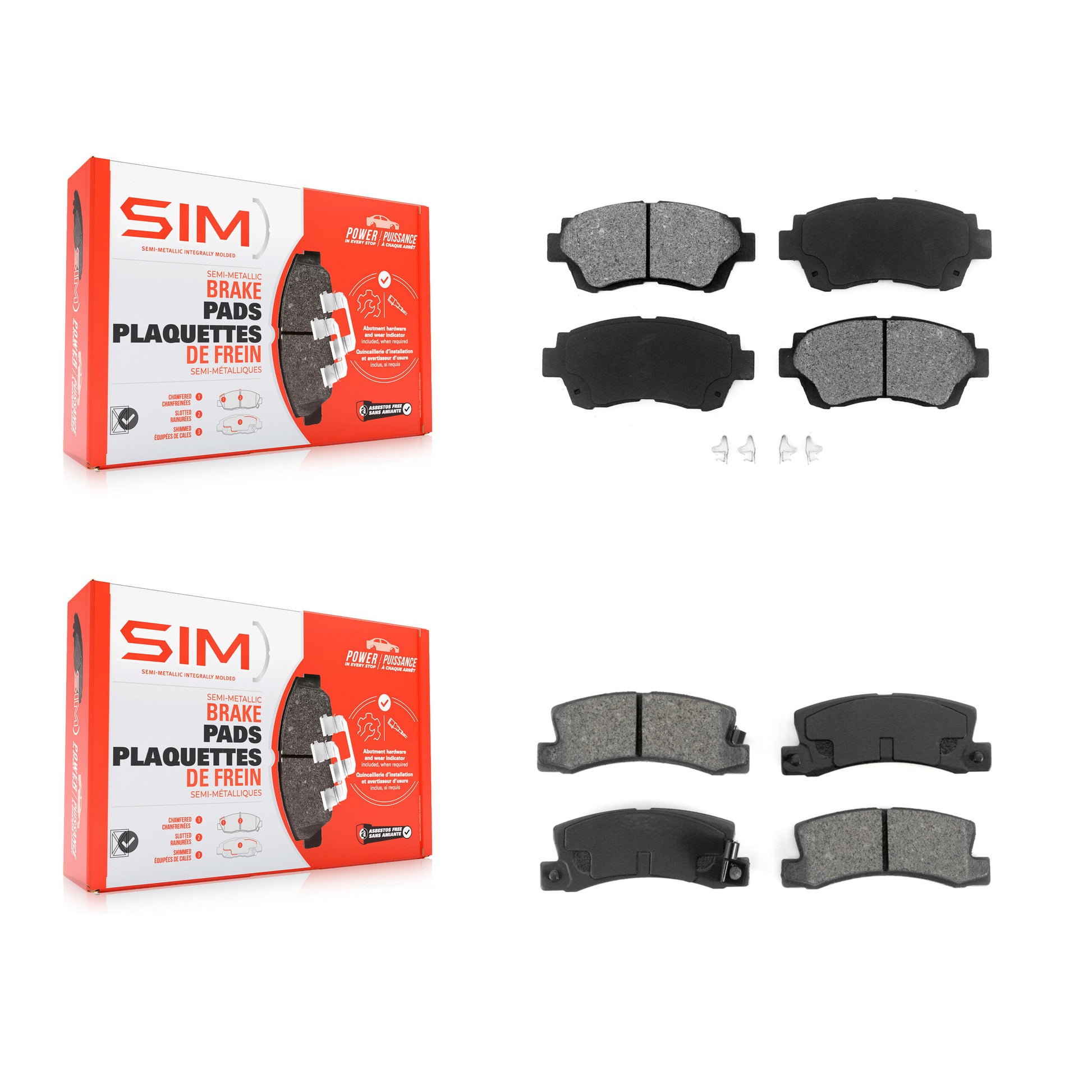 SIM KSM-100248 Disc Brake Pad for 1992-1999 Toyota Celica, Toyota Camry, Lexus ES300 - Front and Rear