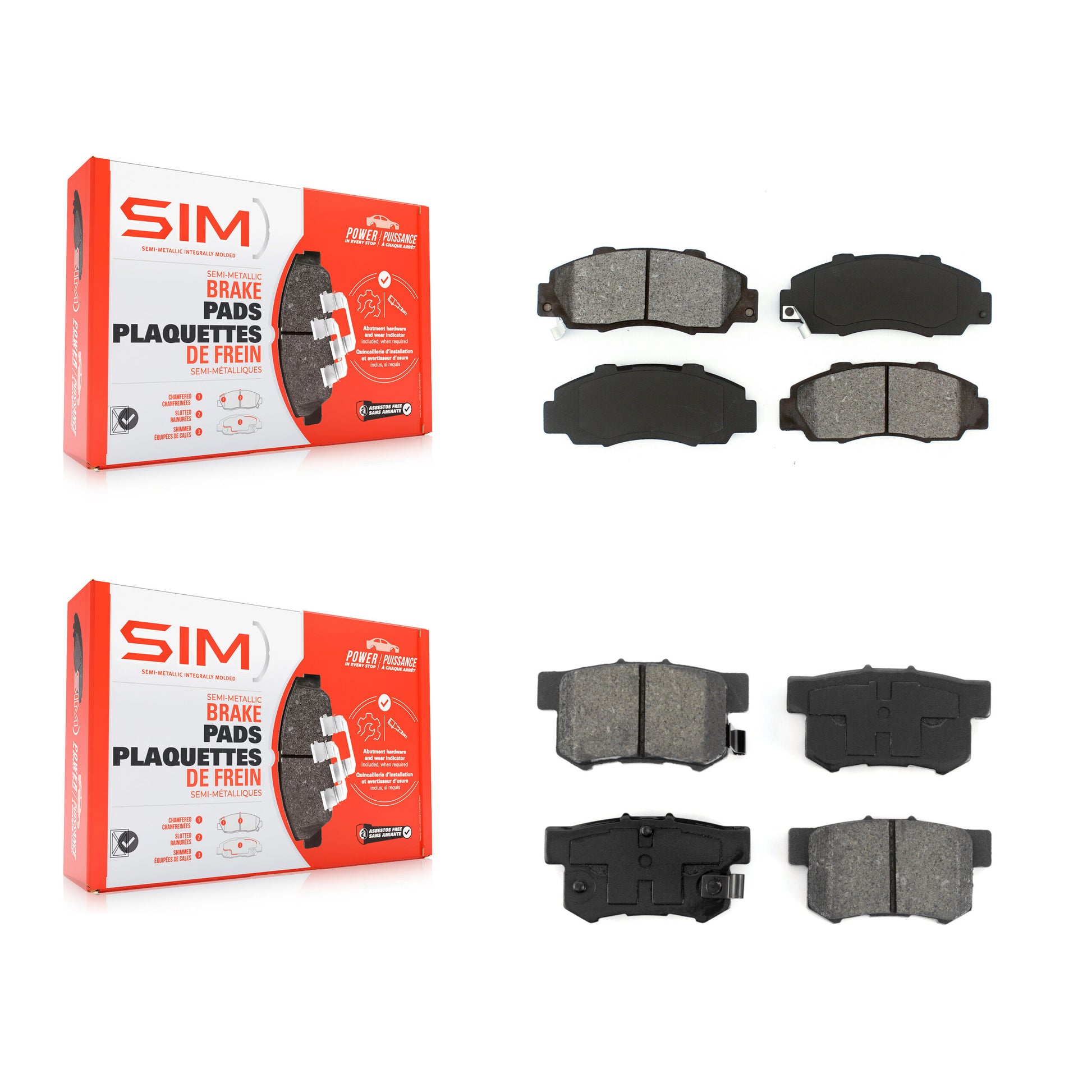 SIM KSM-100253 Disc Brake Pad for 1991-2002 Honda Accord, Acura CL and More - Front and Rear