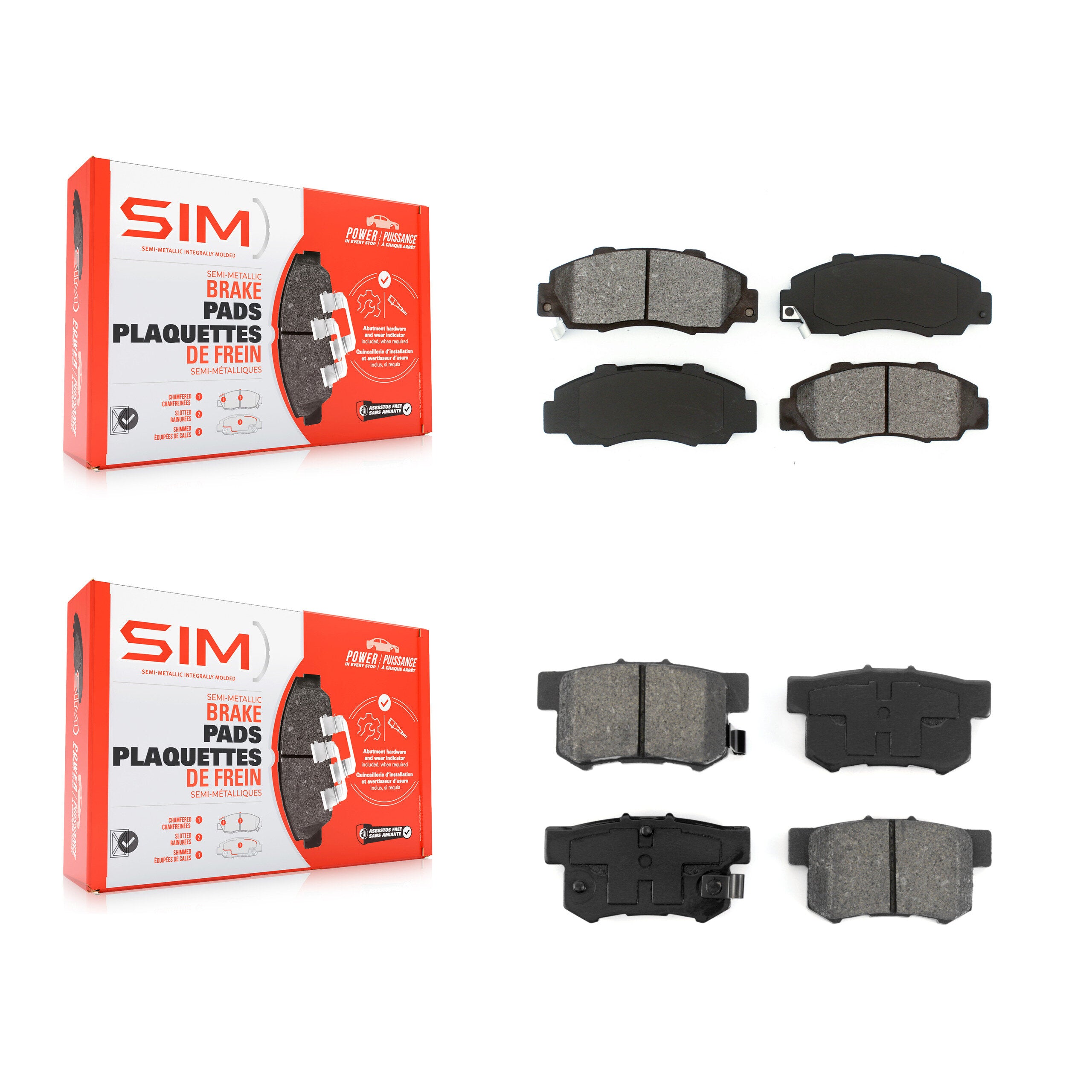 SIM KSM-100253 Disc Brake Pad for 1991-2002 Honda Accord, Acura CL and More - Front and Rear