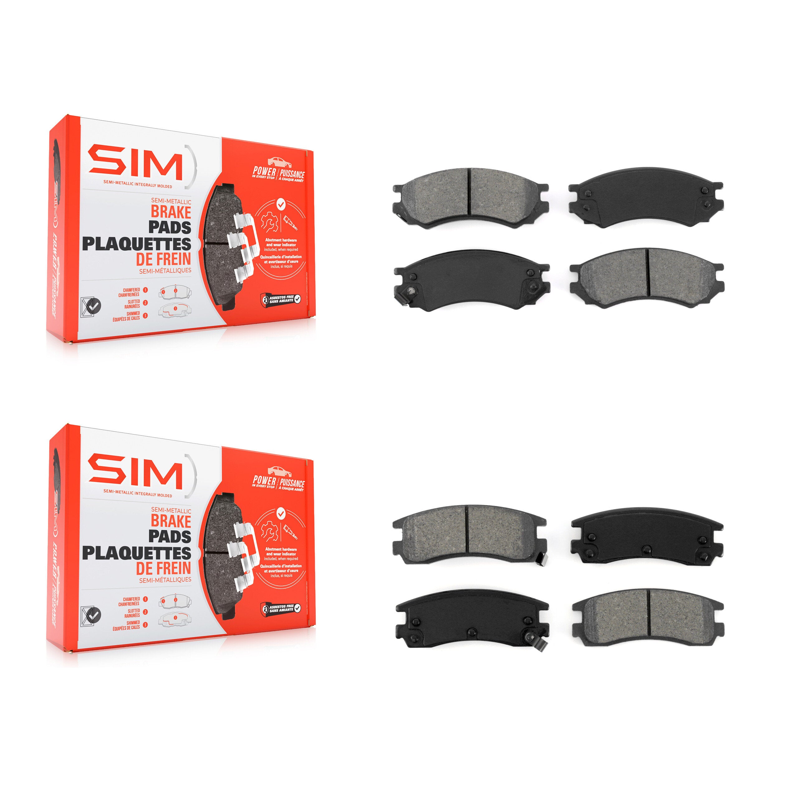 SIM KSM-100255 Disc Brake Pad for 1991-2002 Saturn SC1, Saturn SC2 and More - Front and Rear