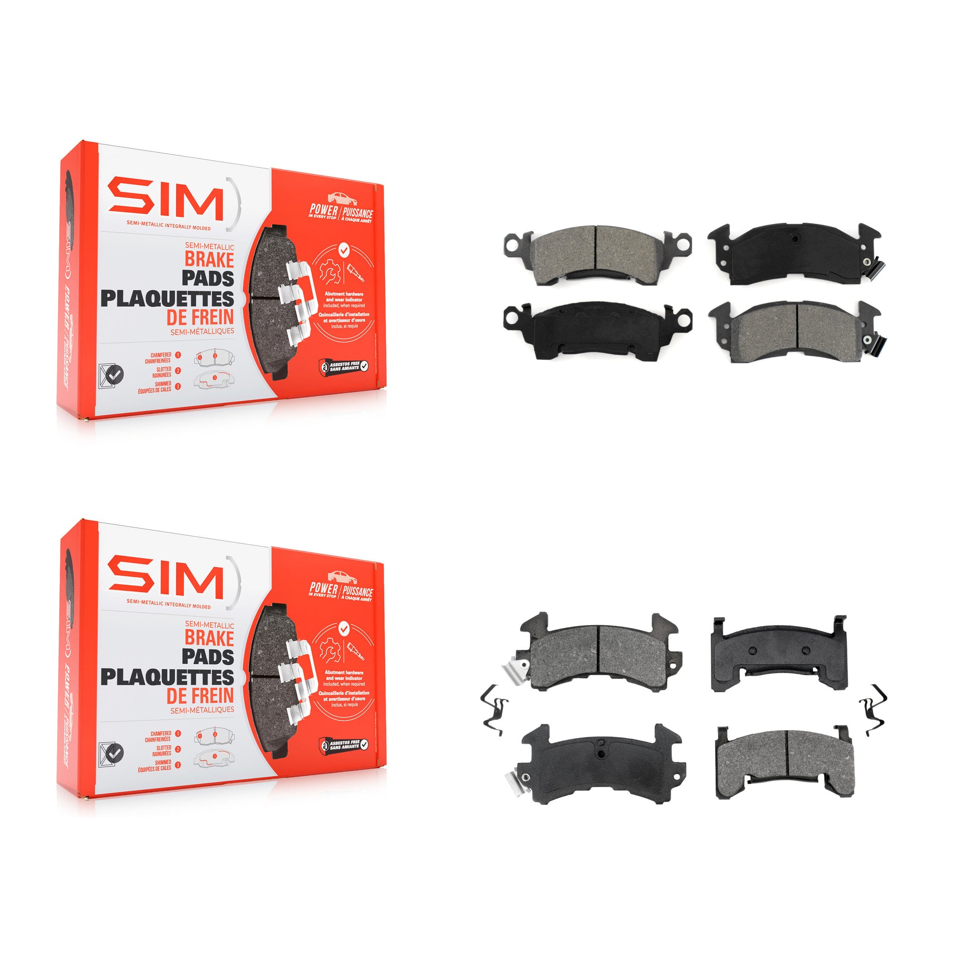 SIM KSM-100256 Disc Brake Pad for 1980-1984 Cadillac Commercial Chassis, Cadillac DeVille and More - Front and Rear