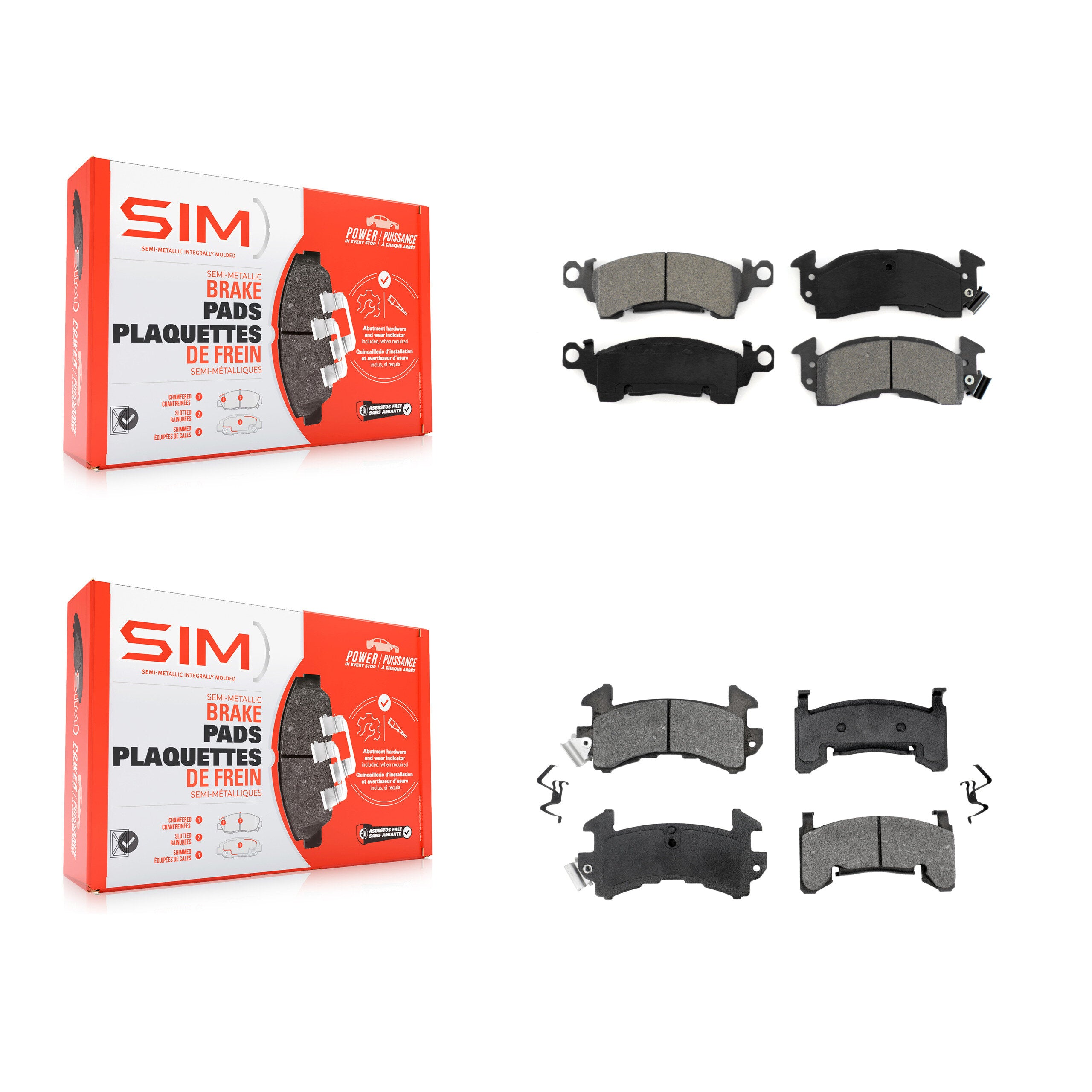 SIM KSM-100256 Disc Brake Pad for 1980-1984 Cadillac Commercial Chassis, Cadillac DeVille and More - Front and Rear