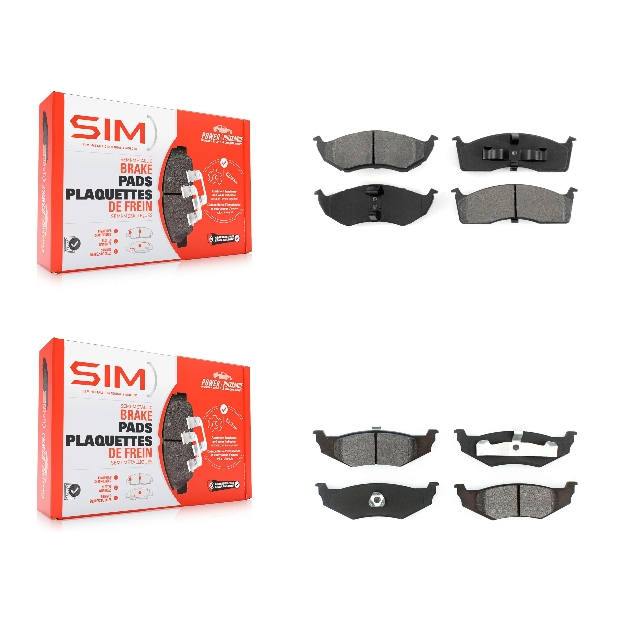 SIM KSM-100269 Disc Brake Pad for 1995-2004 Dodge Intrepid, Chrysler 300M and More - Front and Rear