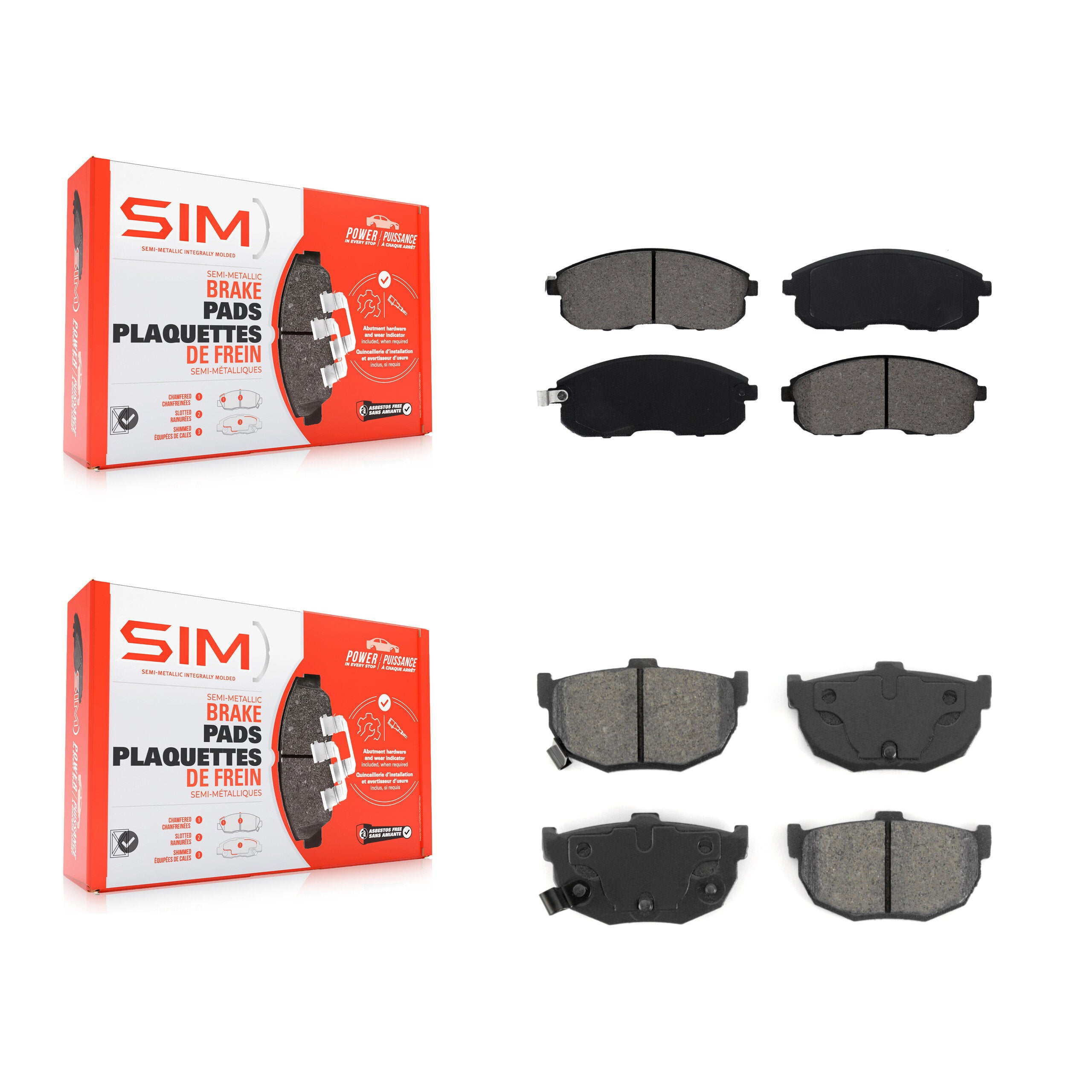 SIM KSM-100287 Disc Brake Pad for 1989-1990 Nissan Maxima - Front and Rear