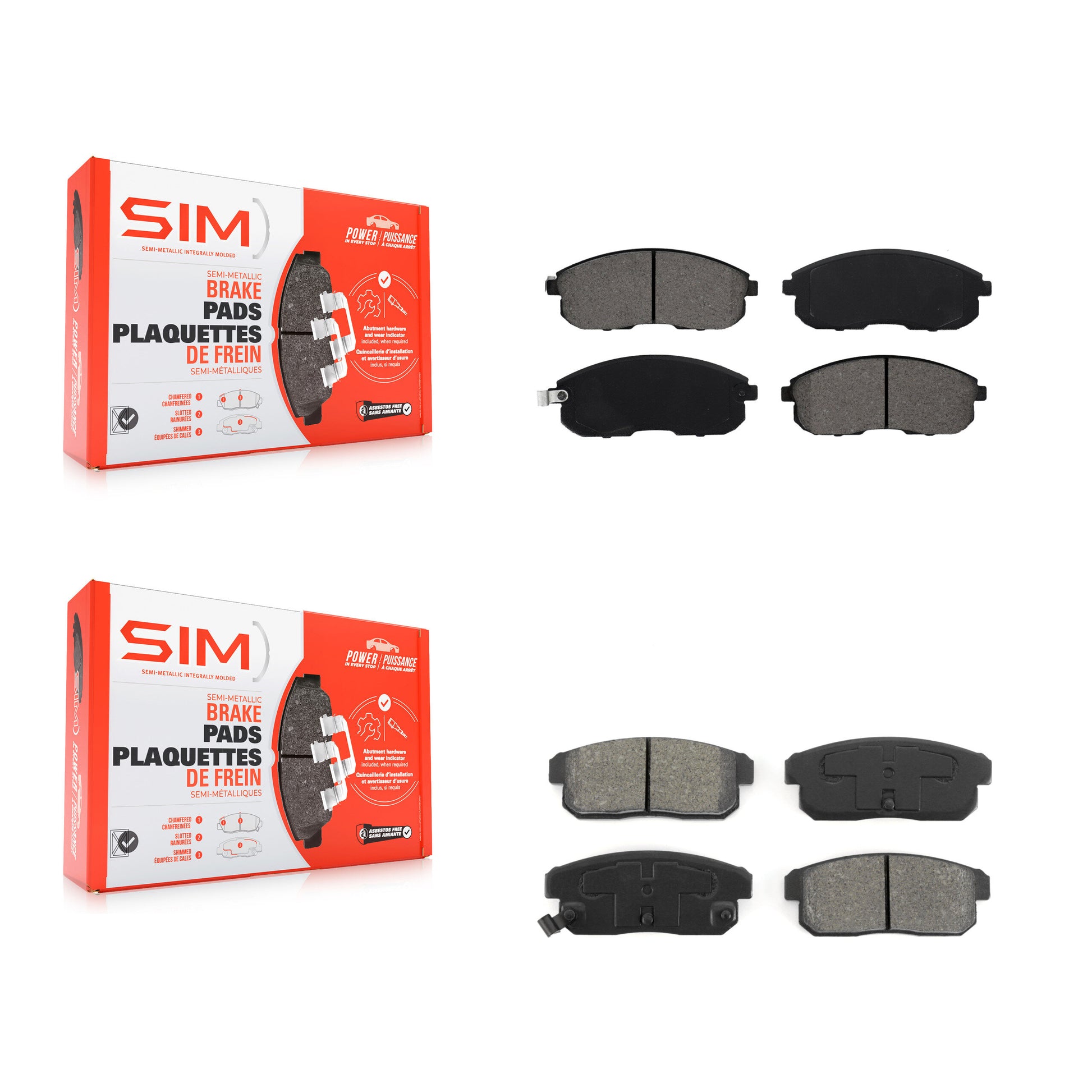 SIM KSM-100289 Disc Brake Pad for 2001-2006 INFINITI G20, Nissan Sentra - Front and Rear