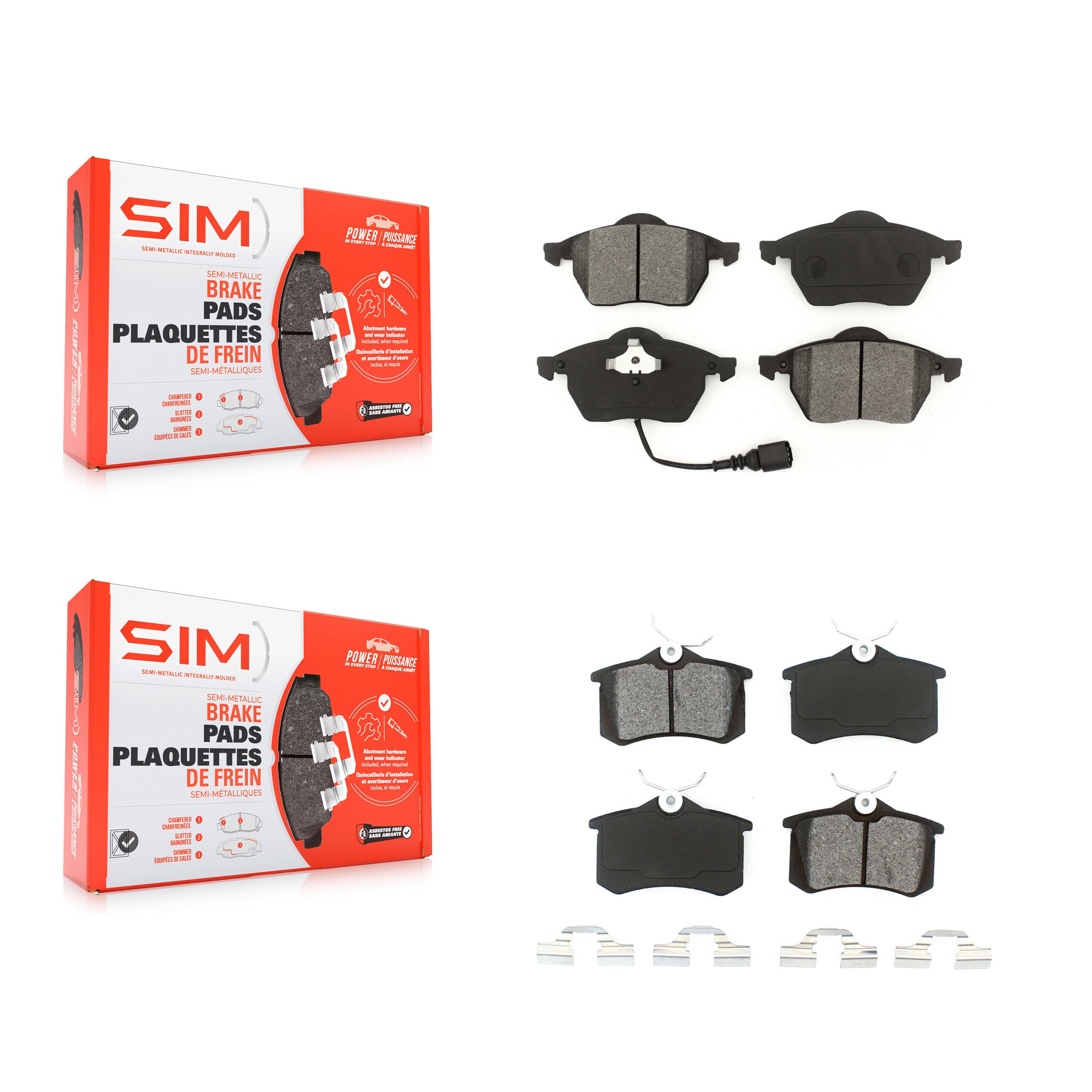 SIM KSM-100297 Disc Brake Pad for 1996-2010 Volkswagen Beetle, Volkswagen Golf and More - Front and Rear