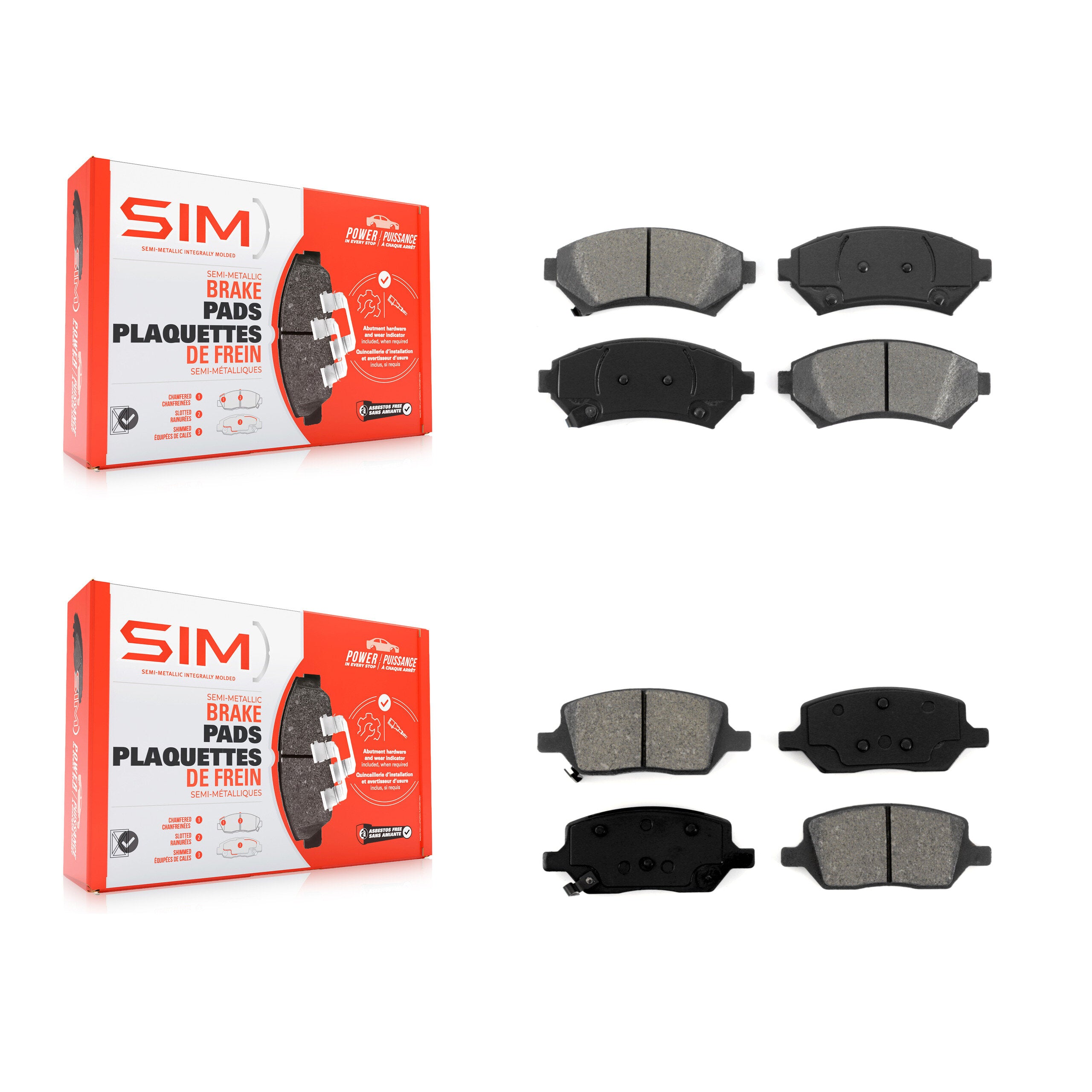 SIM KSM-100300 Disc Brake Pad for 2005 Pontiac Montana - Front and Rear