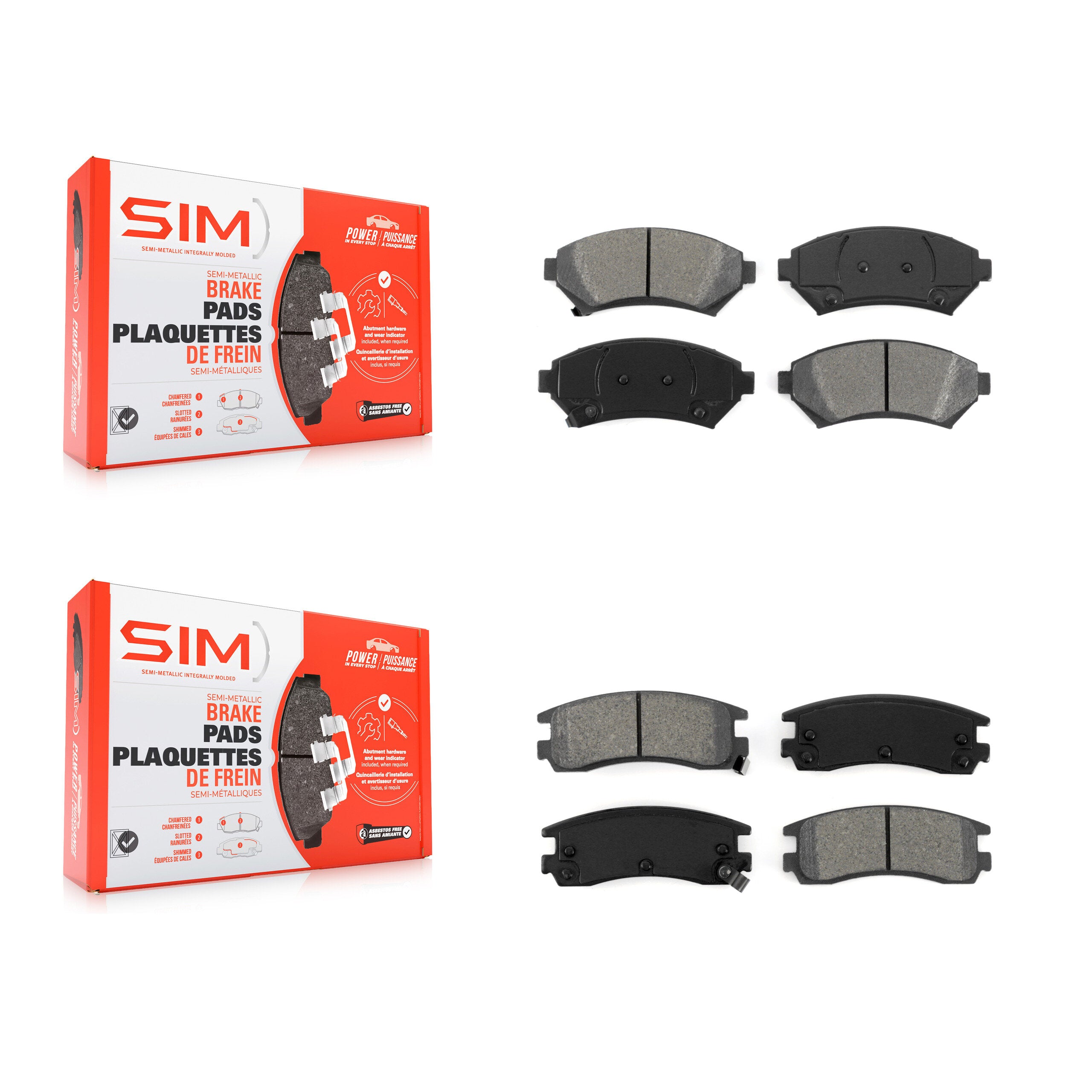 SIM KSM-100301 Disc Brake Pad for 1997-2005 Chevrolet Venture, Pontiac Bonneville and More - Front and Rear