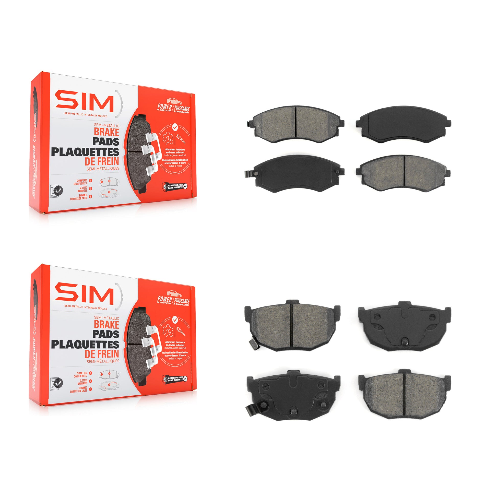 SIM KSM-100302 Disc Brake Pad for 1994-2006 Hyundai Elantra, Hyundai Tiburon - Front and Rear