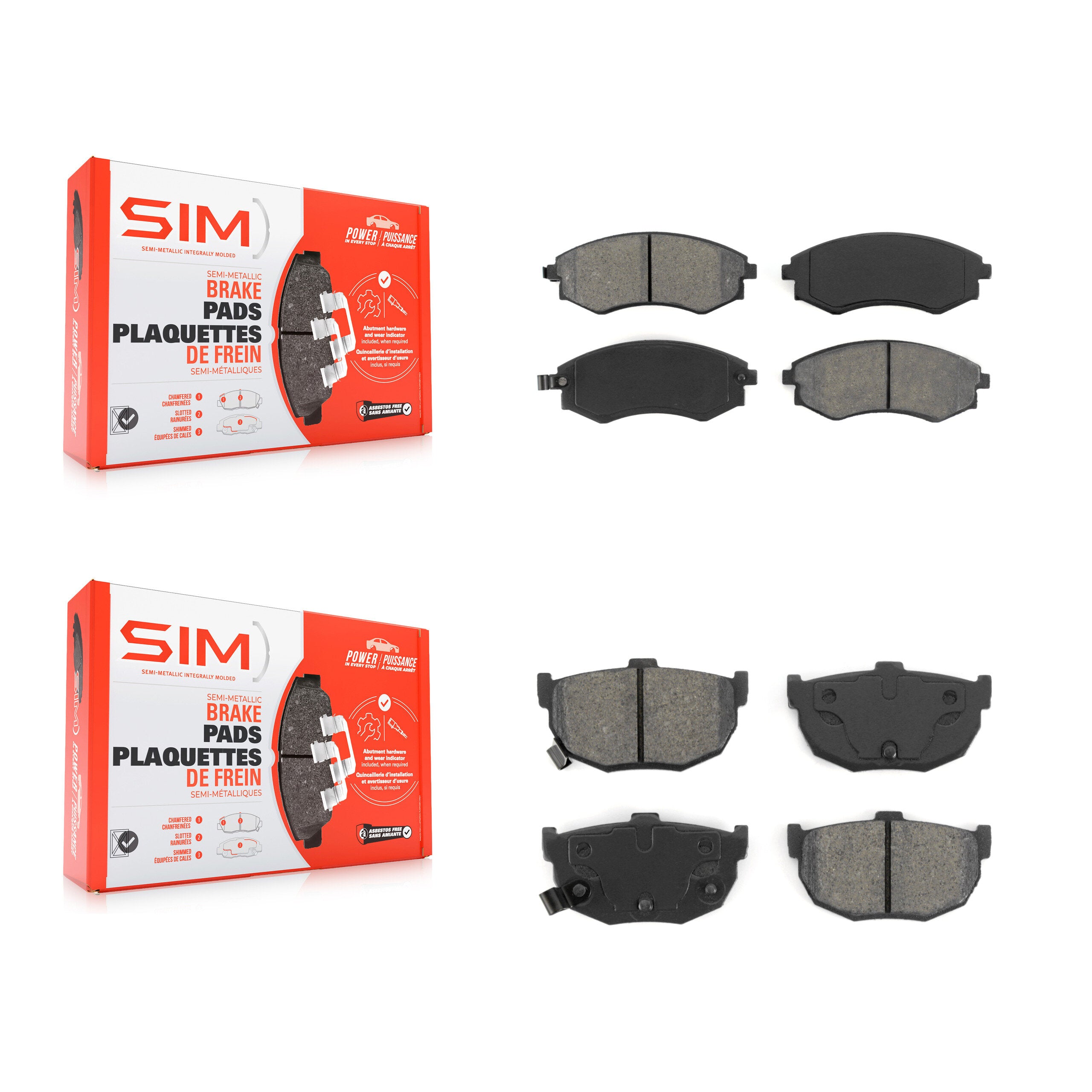 SIM KSM-100302 Disc Brake Pad for 1994-2006 Hyundai Elantra, Hyundai Tiburon - Front and Rear