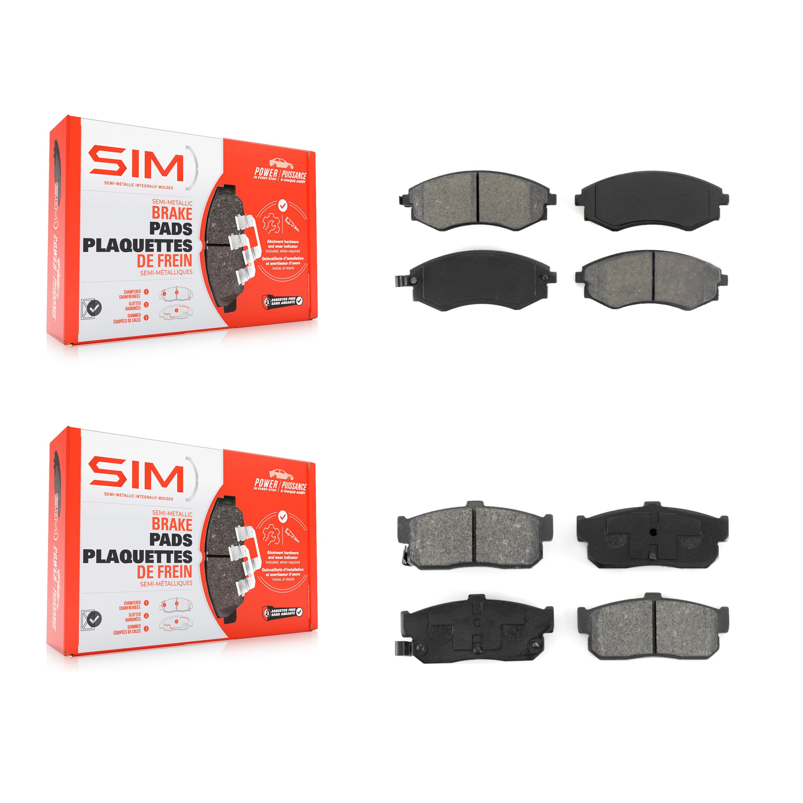 SIM KSM-100303 Disc Brake Pad for 1994-1996 INFINITI G20 - Front and Rear