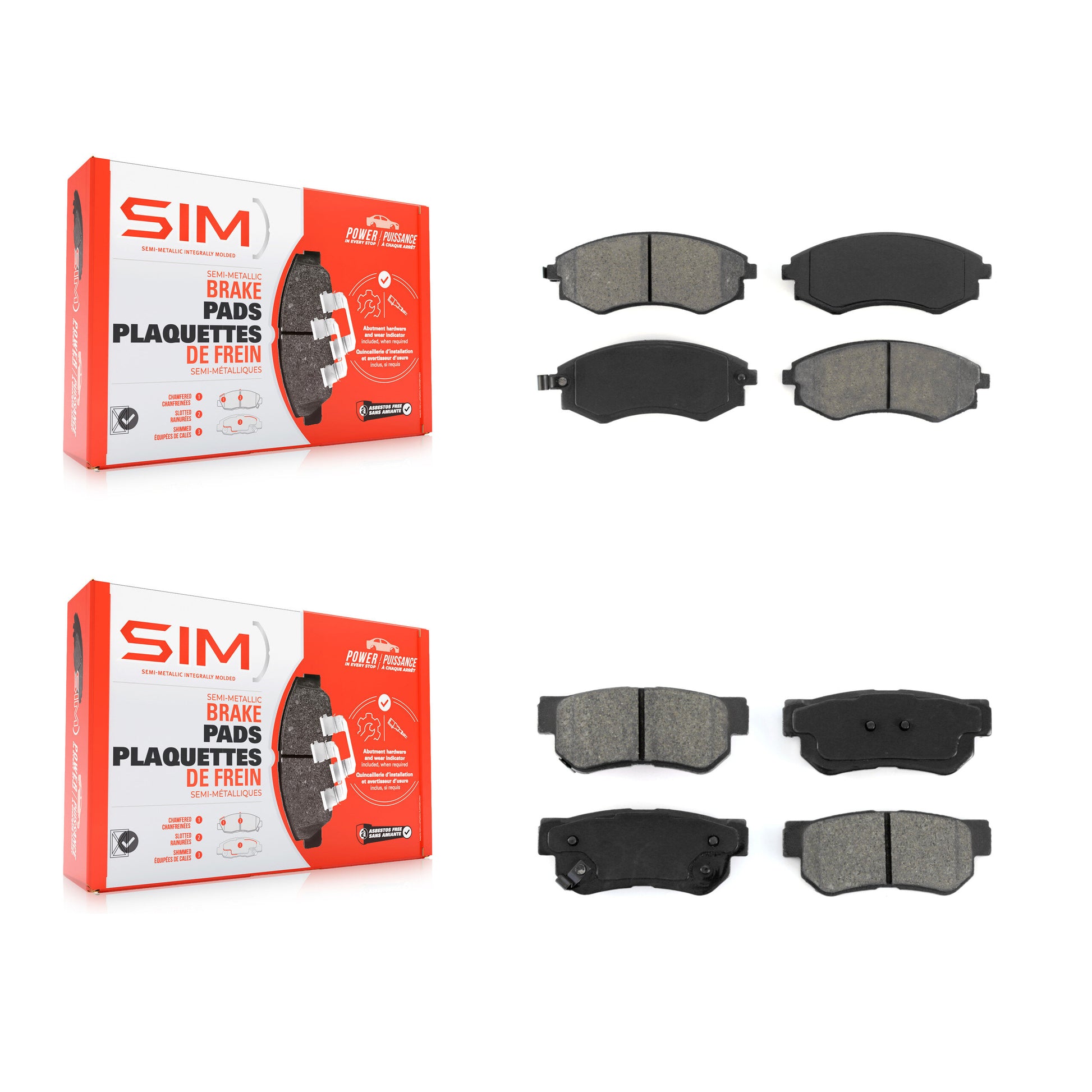 SIM KSM-100304 Disc Brake Pad for 1999-2004 Hyundai Sonata, Kia Magentis, Kia Optima - Front and Rear