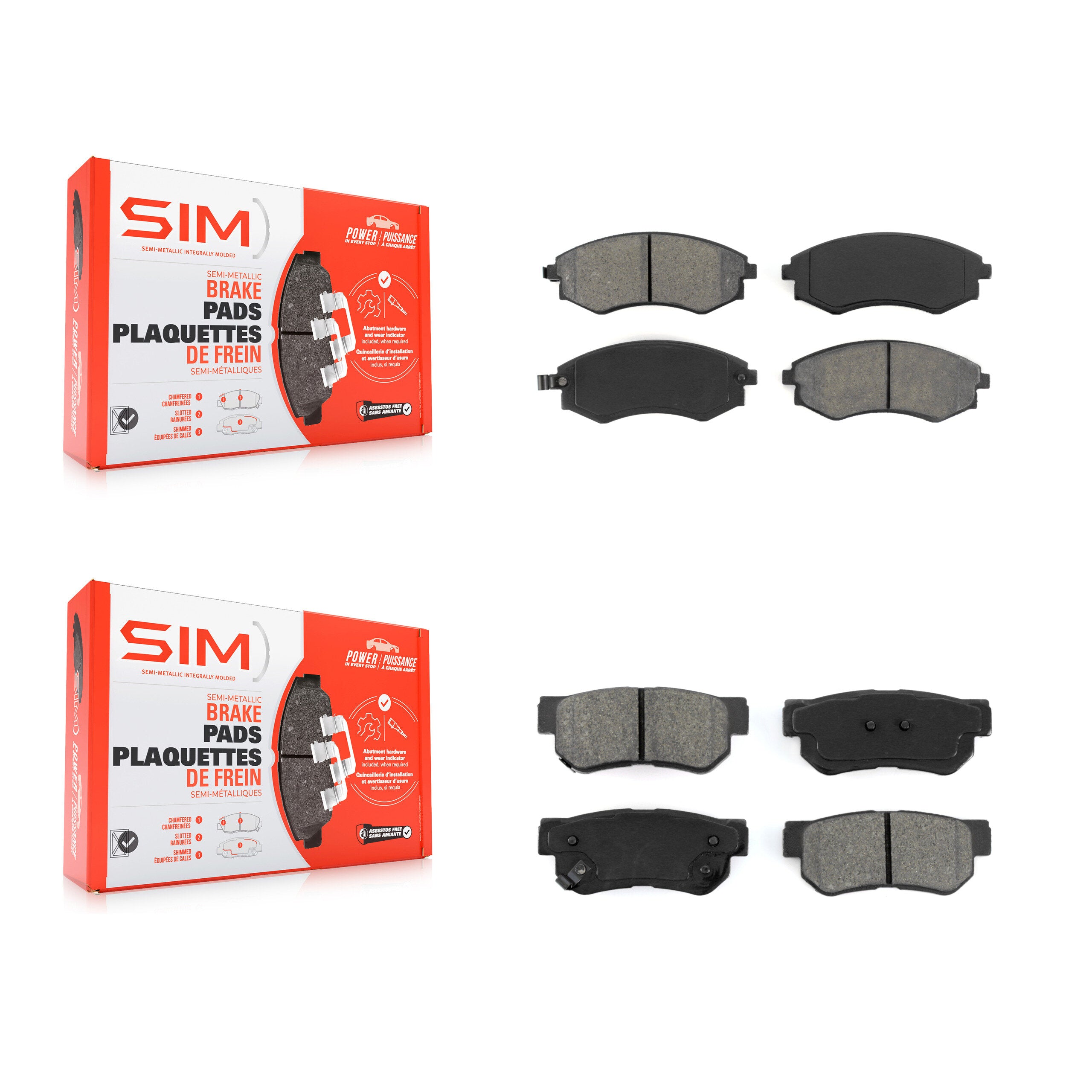 SIM KSM-100304 Disc Brake Pad for 1999-2004 Hyundai Sonata, Kia Magentis, Kia Optima - Front and Rear