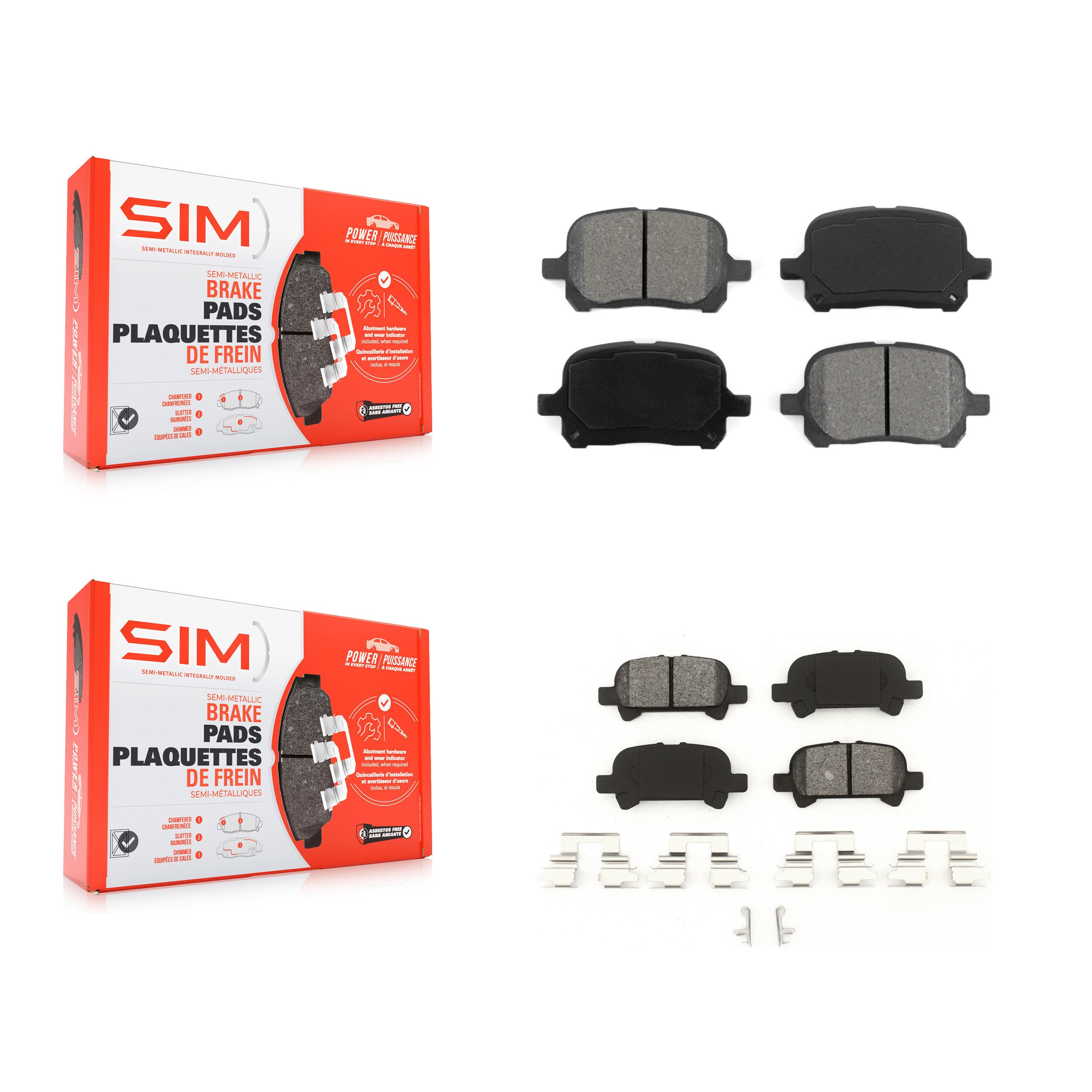 SIM KSM-100308 Disc Brake Pad for 1999-2004 Toyota Solara, Toyota Avalon, Toyota Camry - Front and Rear