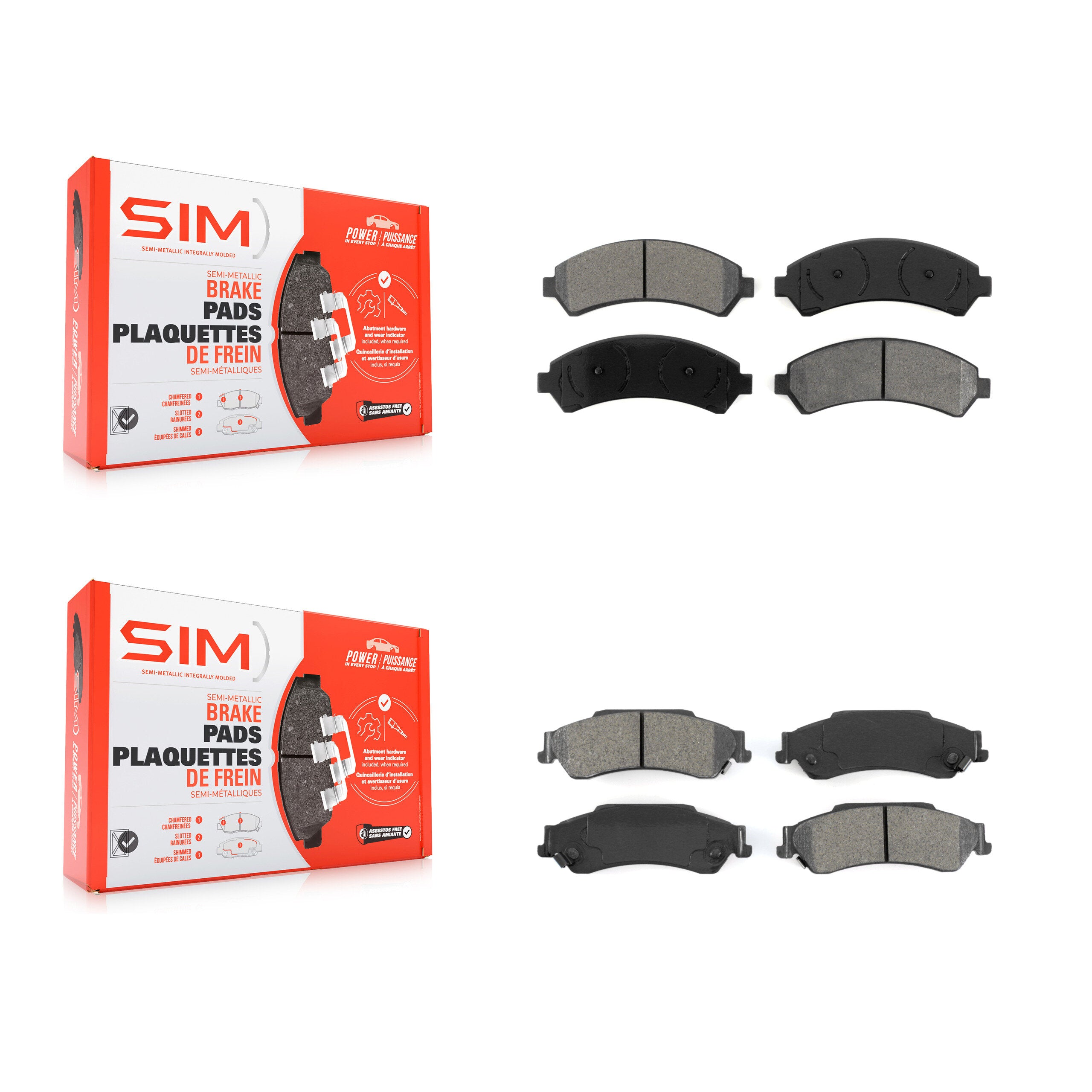 SIM KSM-100314 Disc Brake Pad for 1997-2005 Chevrolet S10, GMC Sonoma and More - Front and Rear