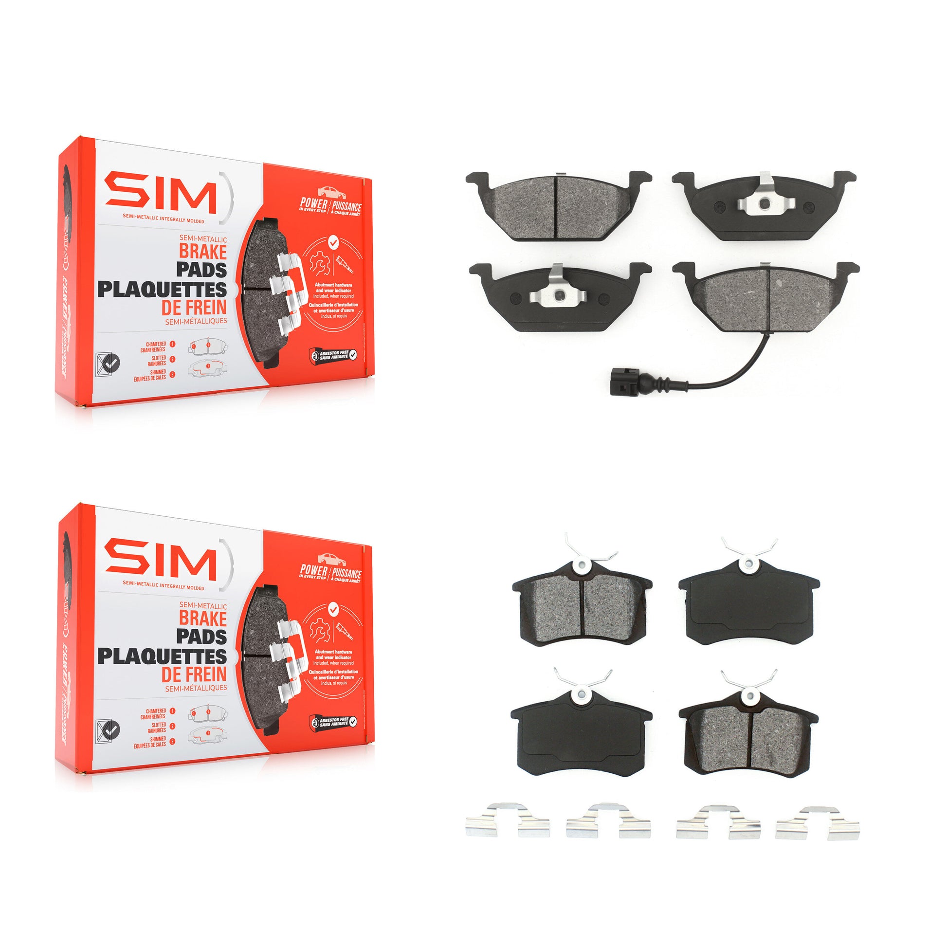 SIM KSM-100320 Disc Brake Pad for 1999-2010 Volkswagen Beetle, Volkswagen Jetta - Front and Rear