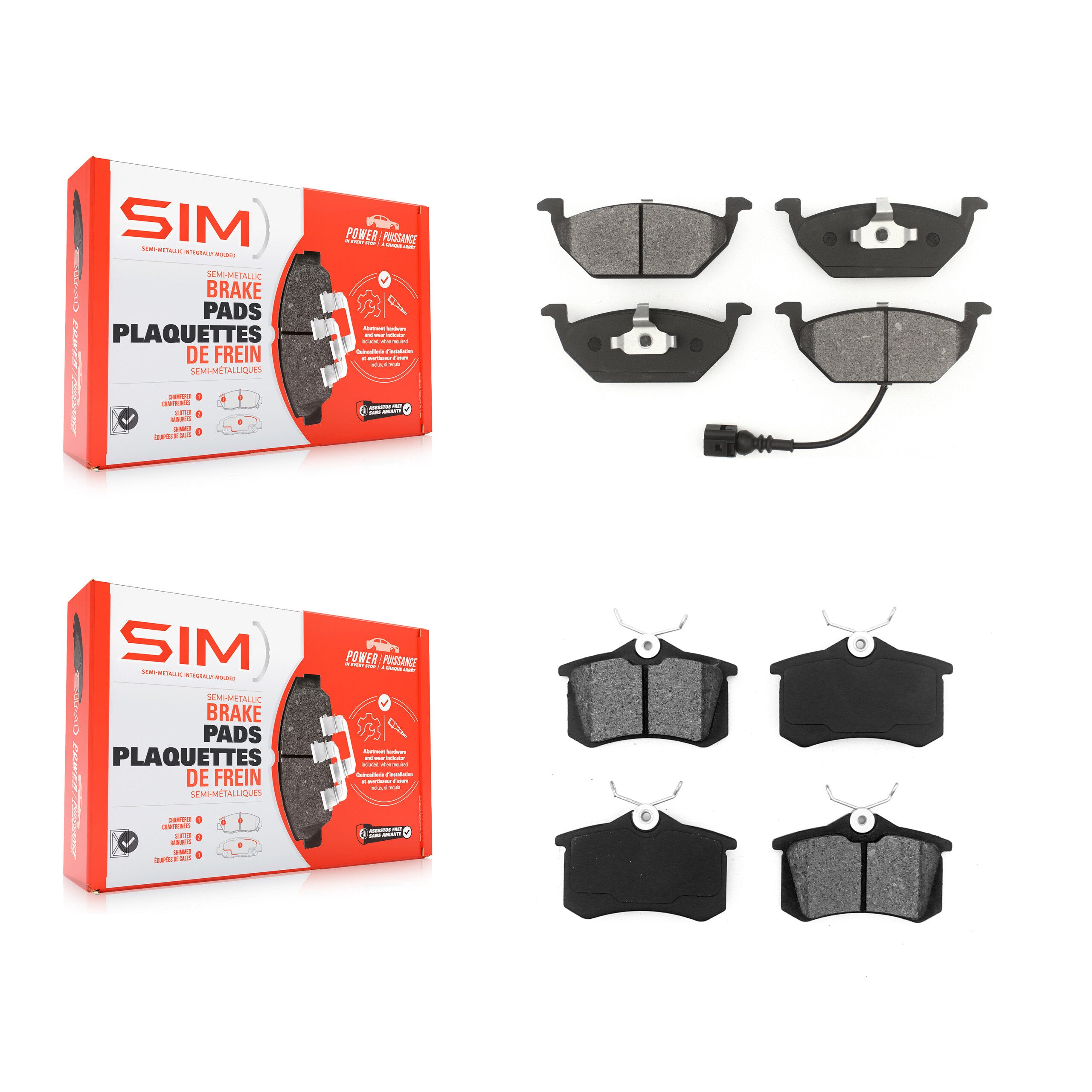 SIM KSM-100321 Disc Brake Pad for 1998-2010 Volkswagen Golf City, Volkswagen Jetta City and More - Front and Rear