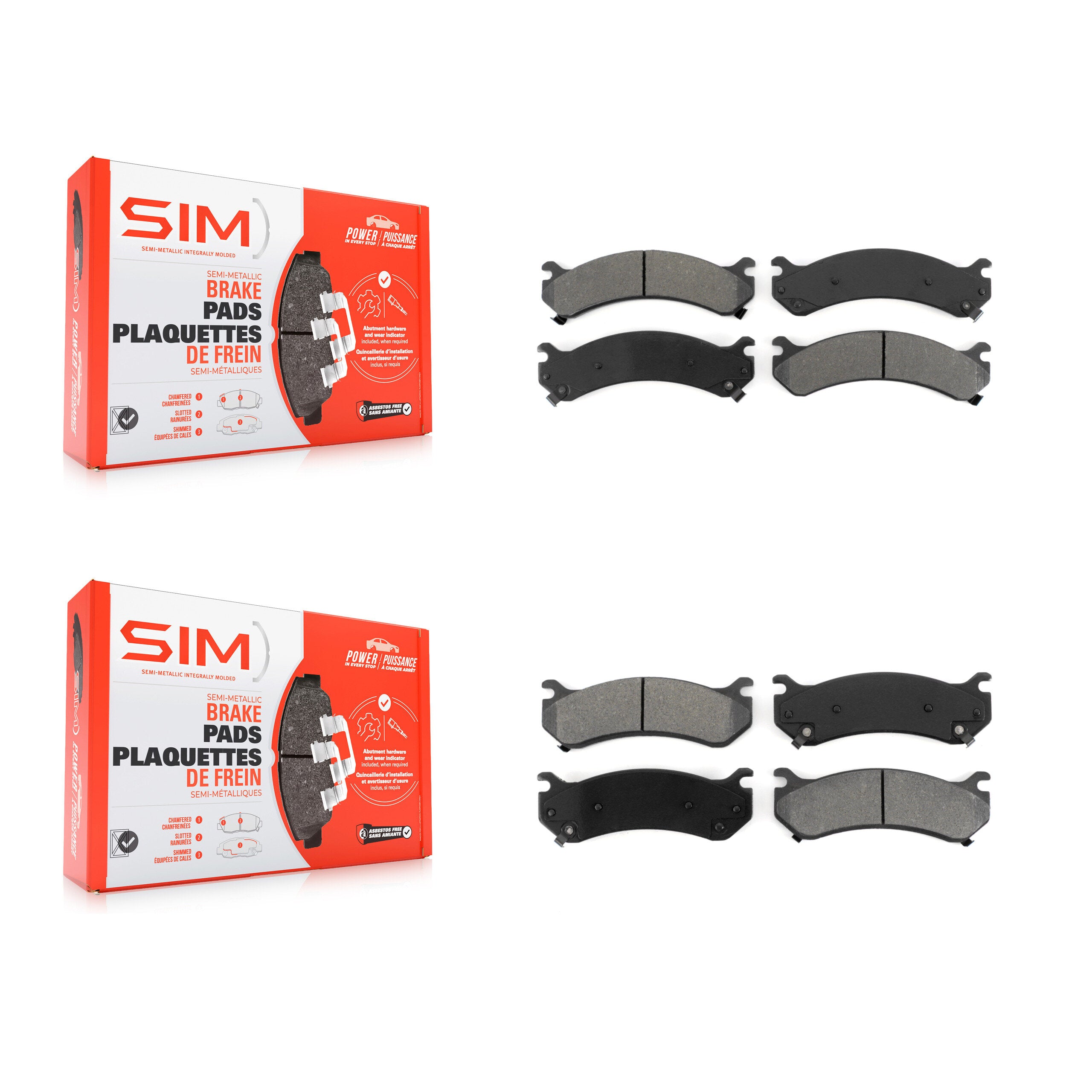 SIM KSM-100325 Disc Brake Pad for 1999-2013 Chevrolet Silverado 1500 HD Classic, Chevrolet Silverado 2500 HD Classic and More - Front and Rear