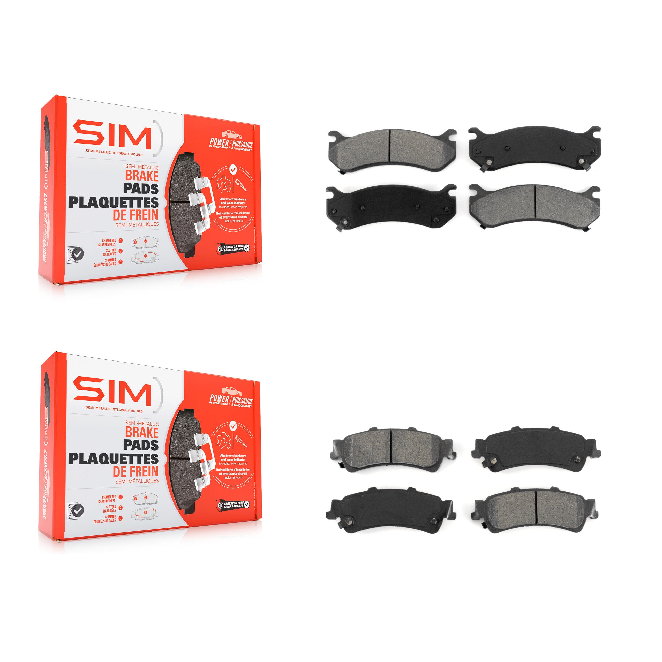 SIM KSM-100330 Disc Brake Pad for 1999-2007 Chevrolet Silverado 1500 Classic, GMC Sierra 1500 Classic and More - Front and Rear