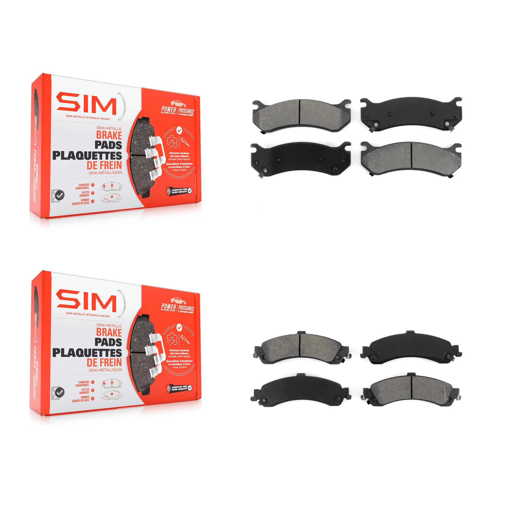 SIM KSM-100331 Disc Brake Pad for 2000-2006 Chevrolet Silverado 1500, GMC Sierra 1500 and More - Front and Rear