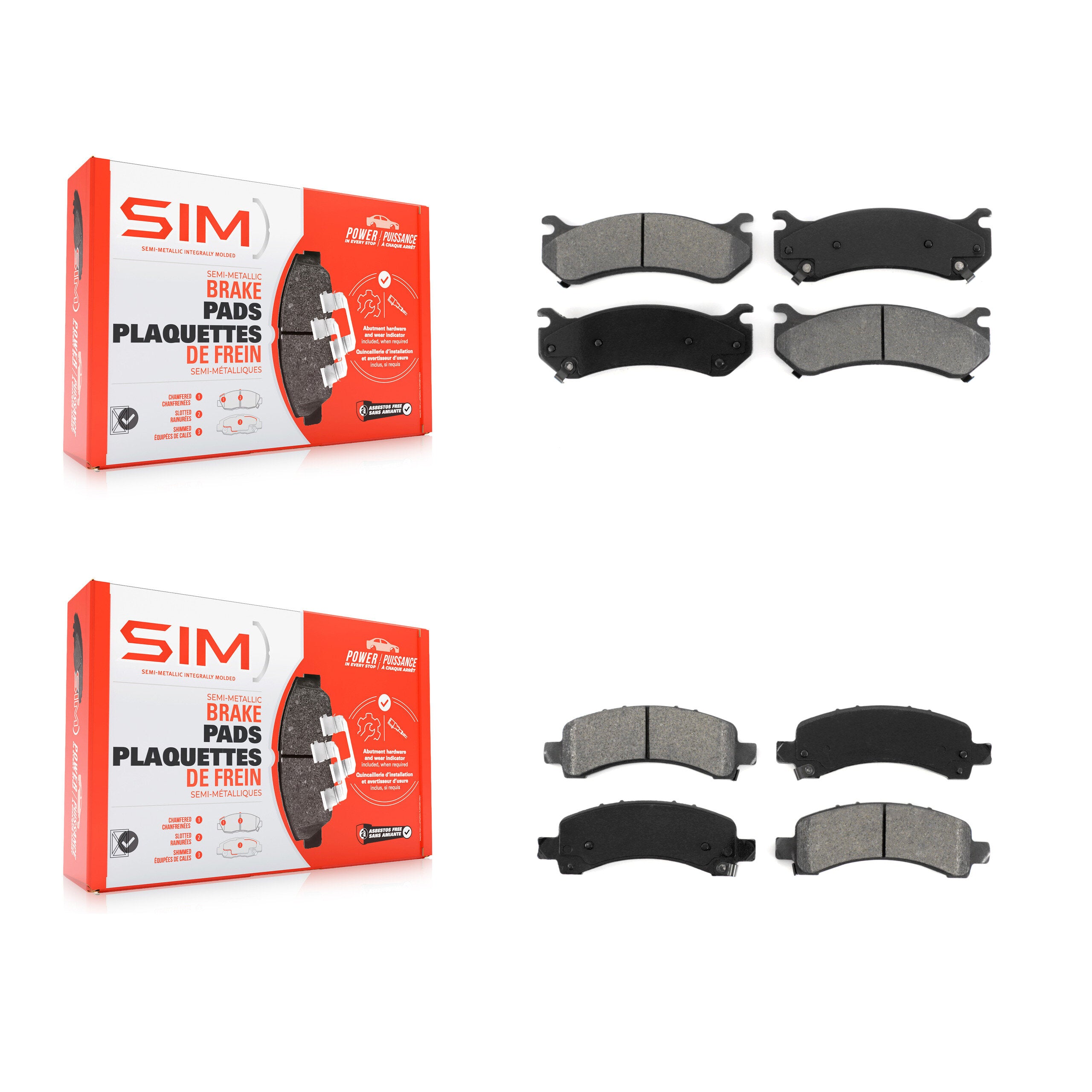 SIM KSM-100333 Disc Brake Pad for 2002-2008 Cadillac Escalade, Chevrolet Avalanche 1500 and More - Front and Rear