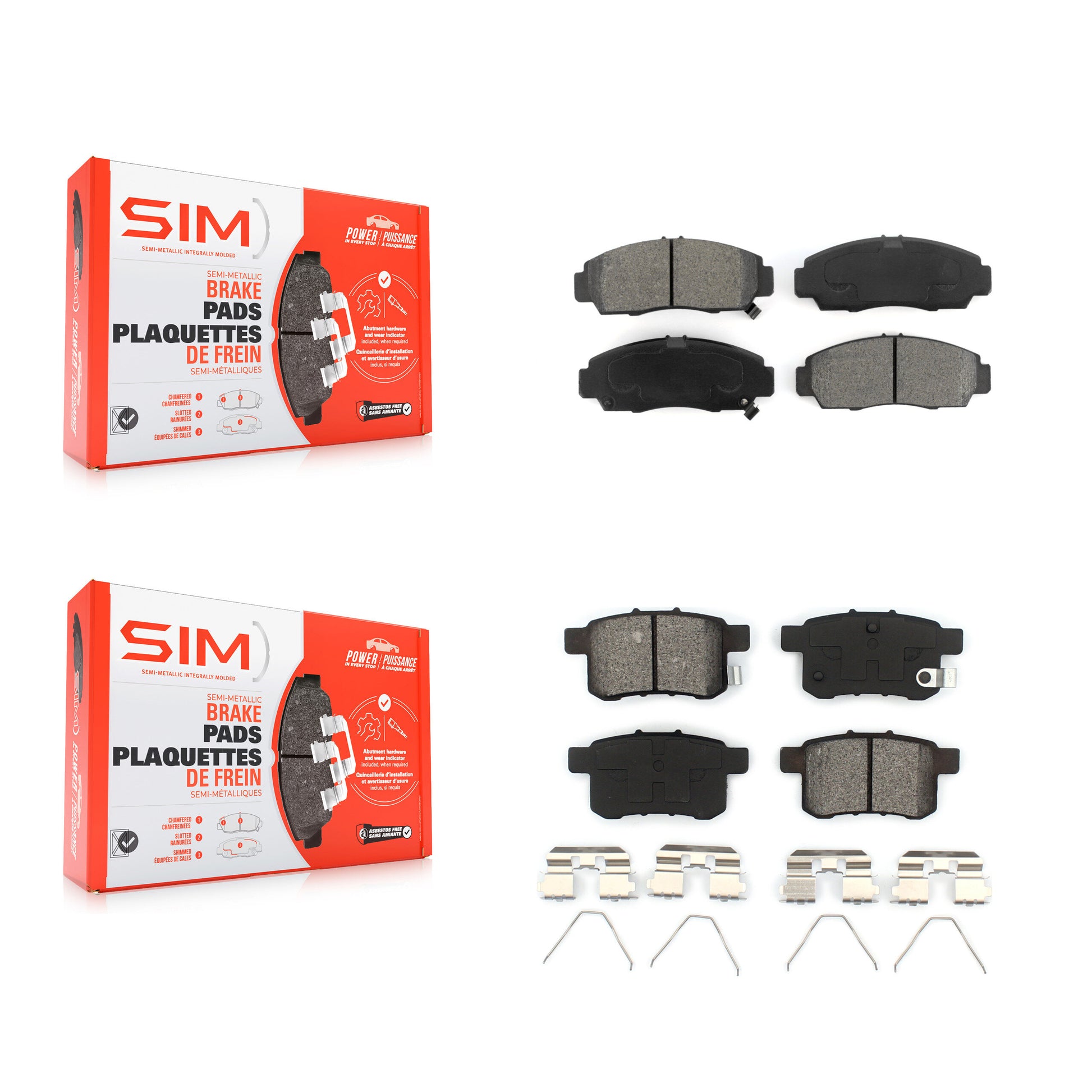 SIM KSM-100334 Disc Brake Pad for 2008-2010 Acura TSX, Honda Accord - Front and Rear