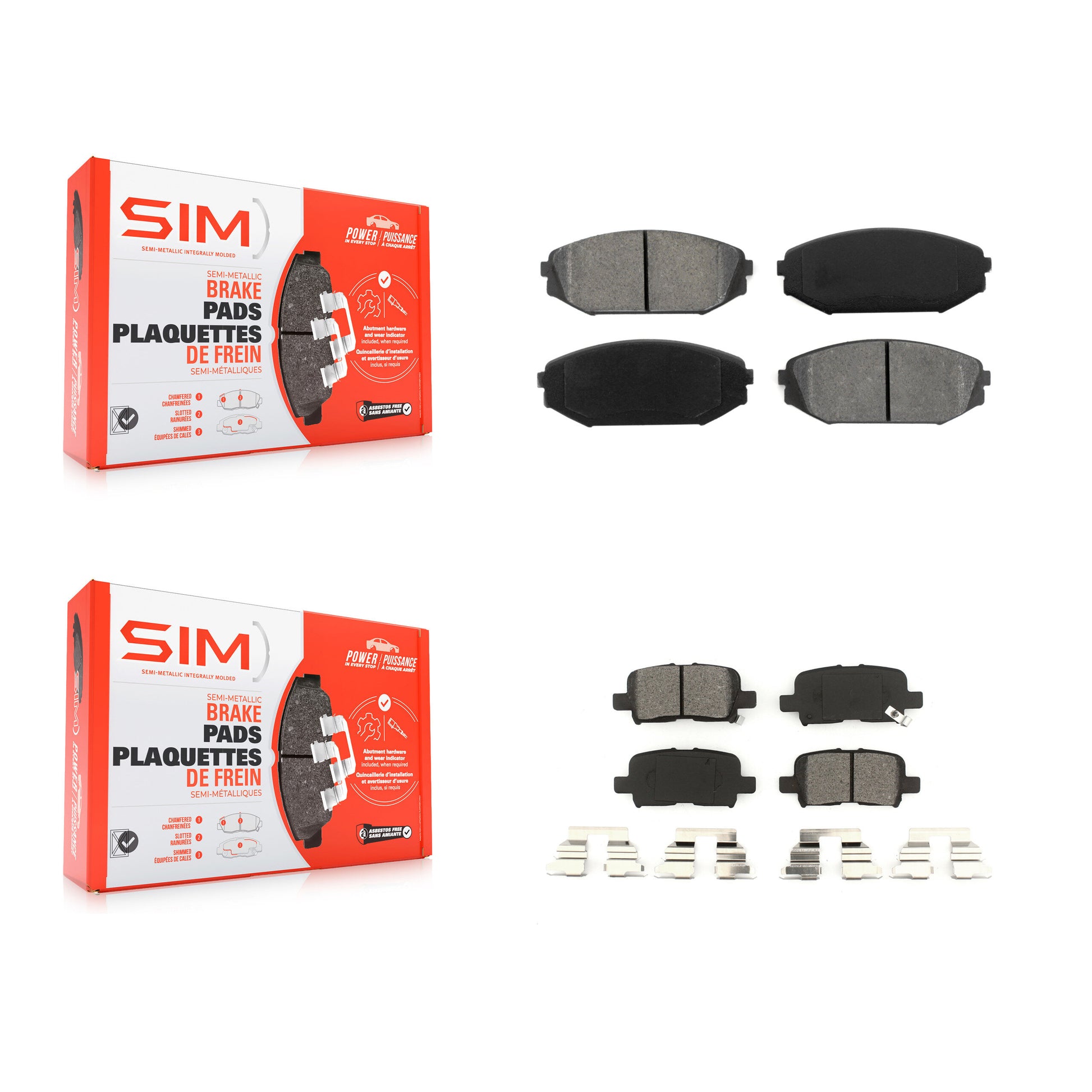 SIM KSM-100337 Disc Brake Pad for 2001-2004 Honda Odyssey, Acura MDX - Front and Rear