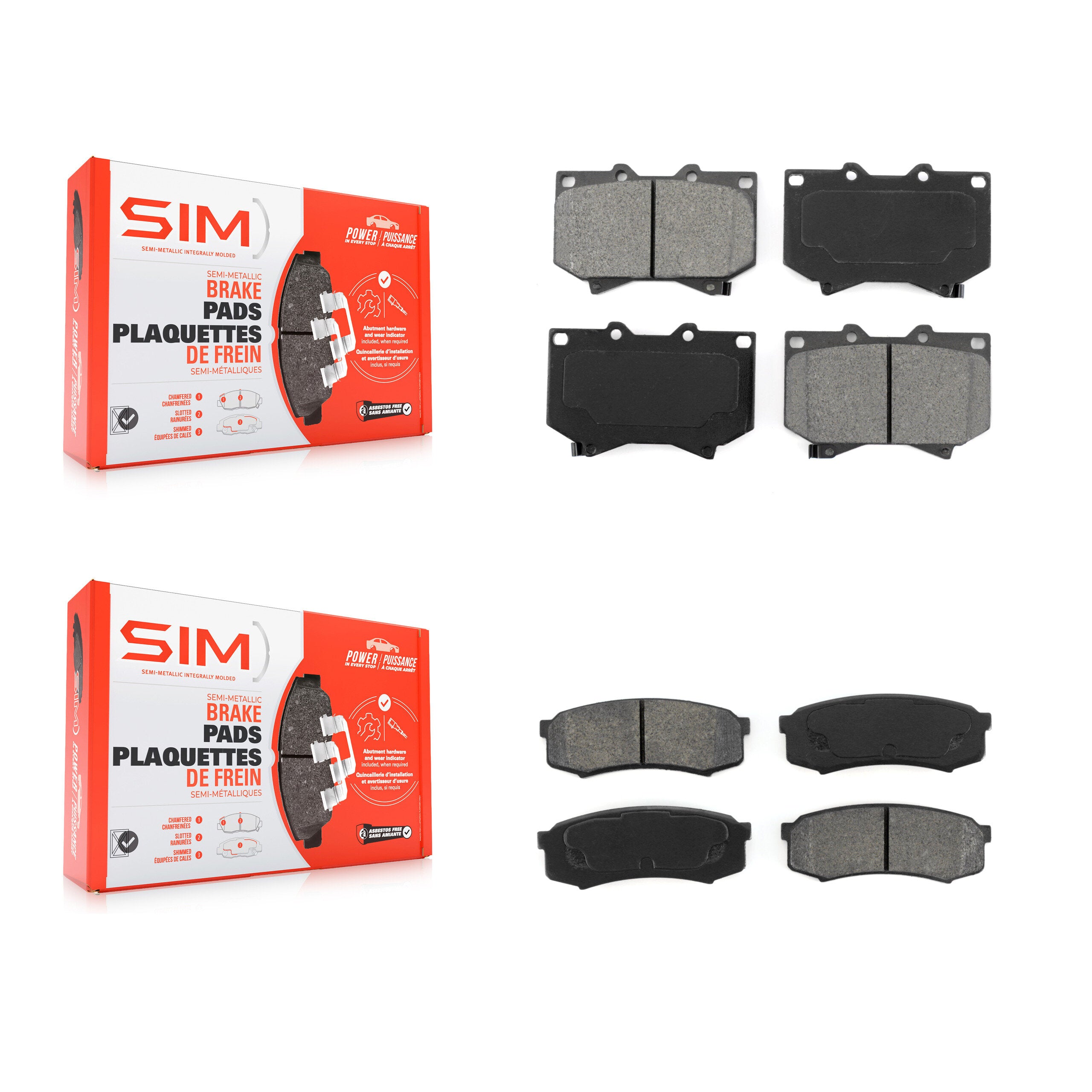 SIM KSM-100342 Disc Brake Pad for 2001-2003 Toyota Sequoia - Front and Rear