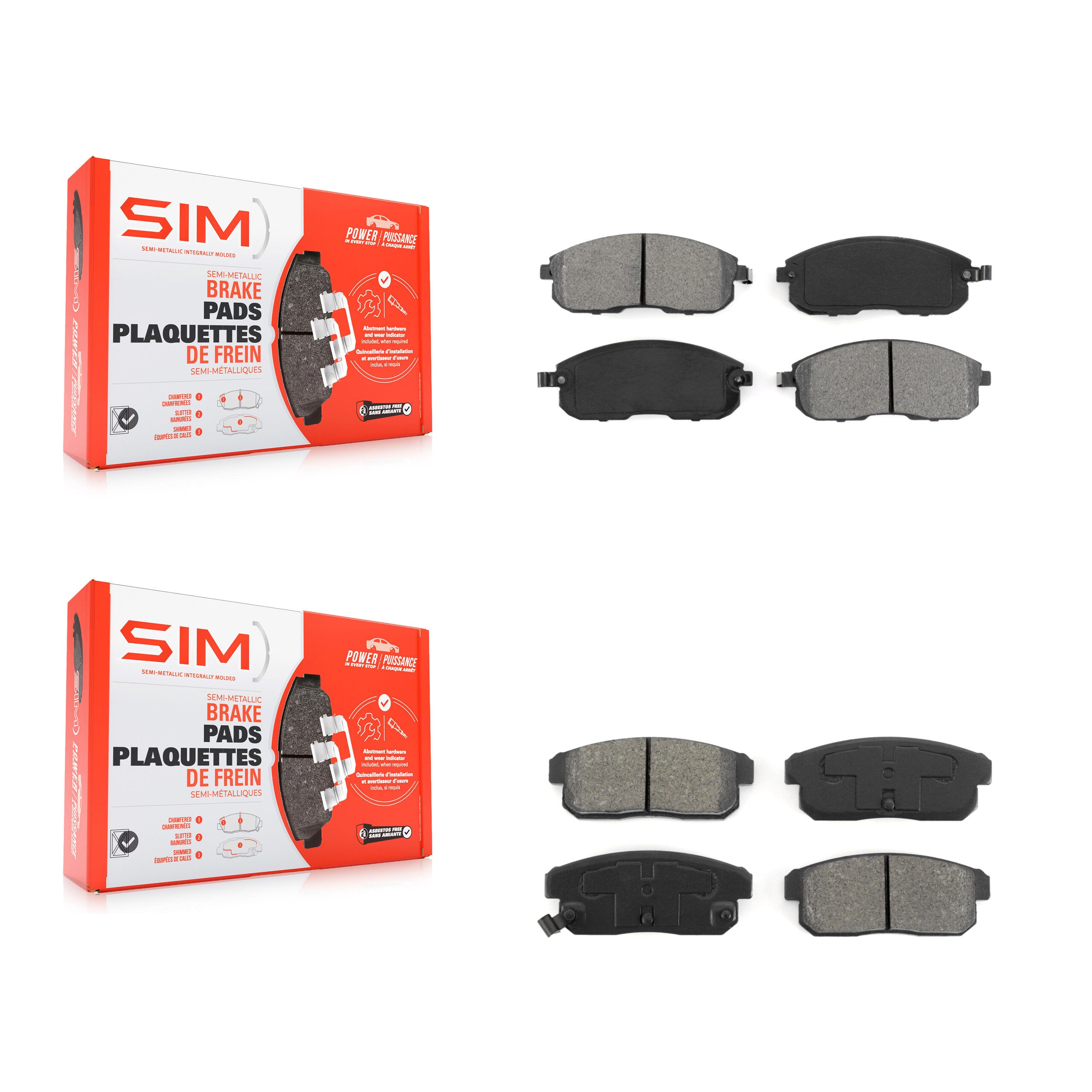 SIM KSM-100345 Disc Brake Pad for 2000-2004 INFINITI I35, Nissan Maxima, INFINITI I30 - Front and Rear
