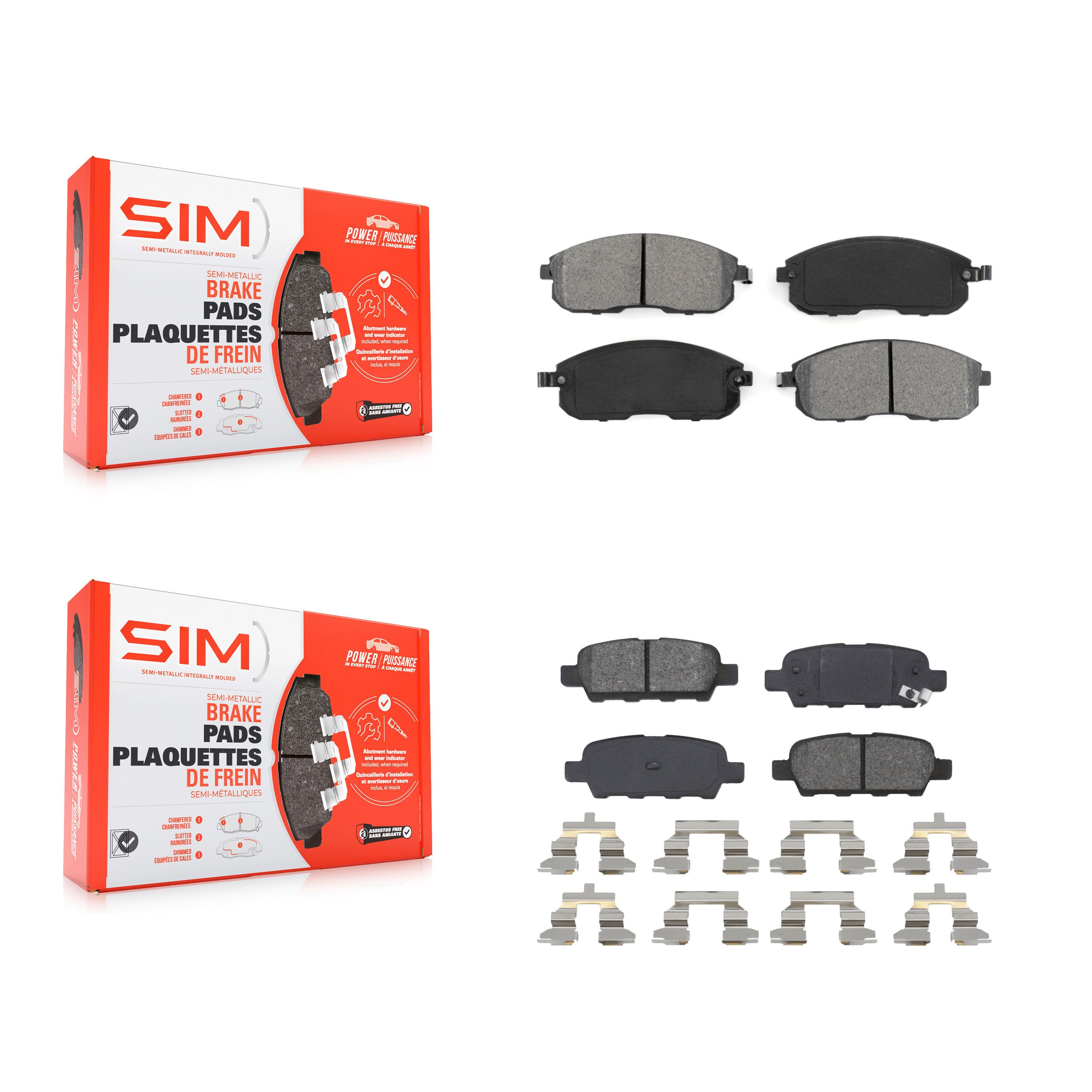 SIM KSM-100346 Disc Brake Pad for 2002-2019 Nissan Juke, Nissan Altima and More - Front and Rear