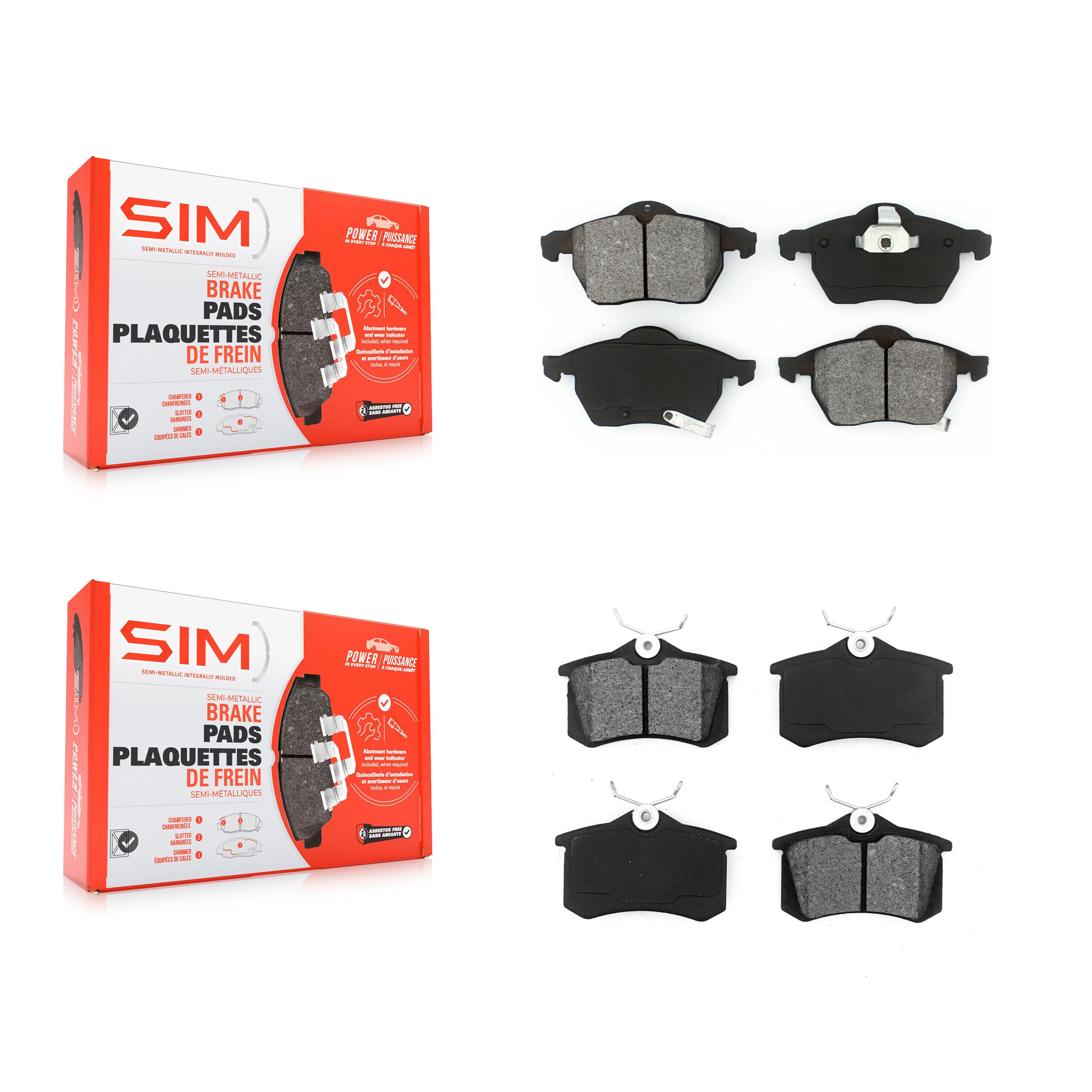 SIM KSM-100349 Disc Brake Pad for 1998-1999 Audi A4, Volkswagen Passat - Front and Rear