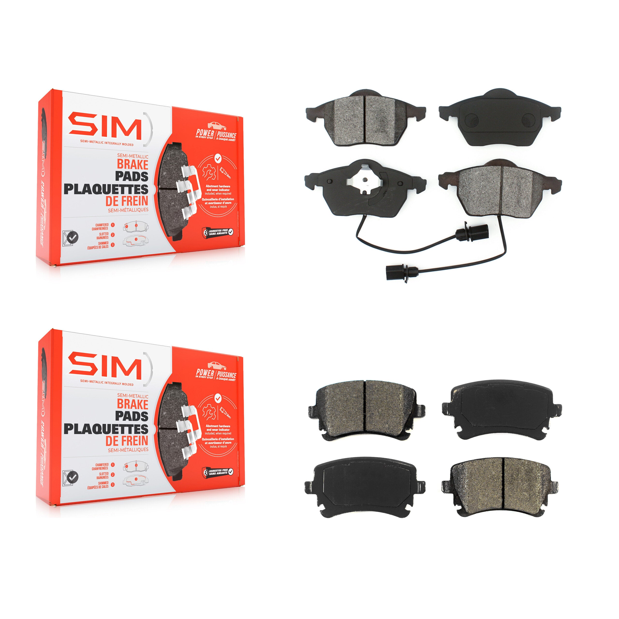 SIM KSM-100361 Disc Brake Pad for 2003-2004 Audi RS6 - Front and Rear