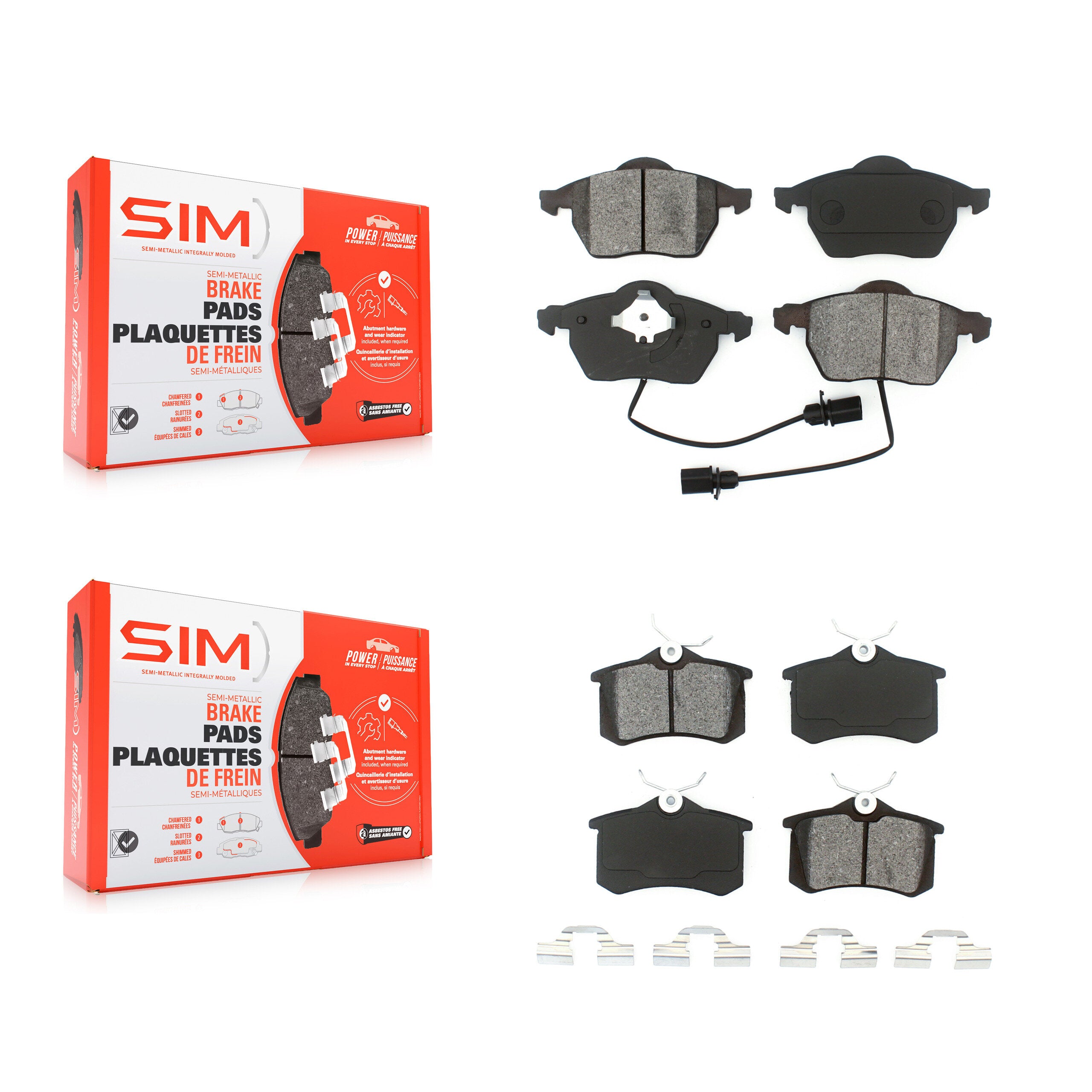 SIM KSM-100364 Disc Brake Pad for 2002-2004 Audi A4, Audi A6 Quattro and More - Front and Rear