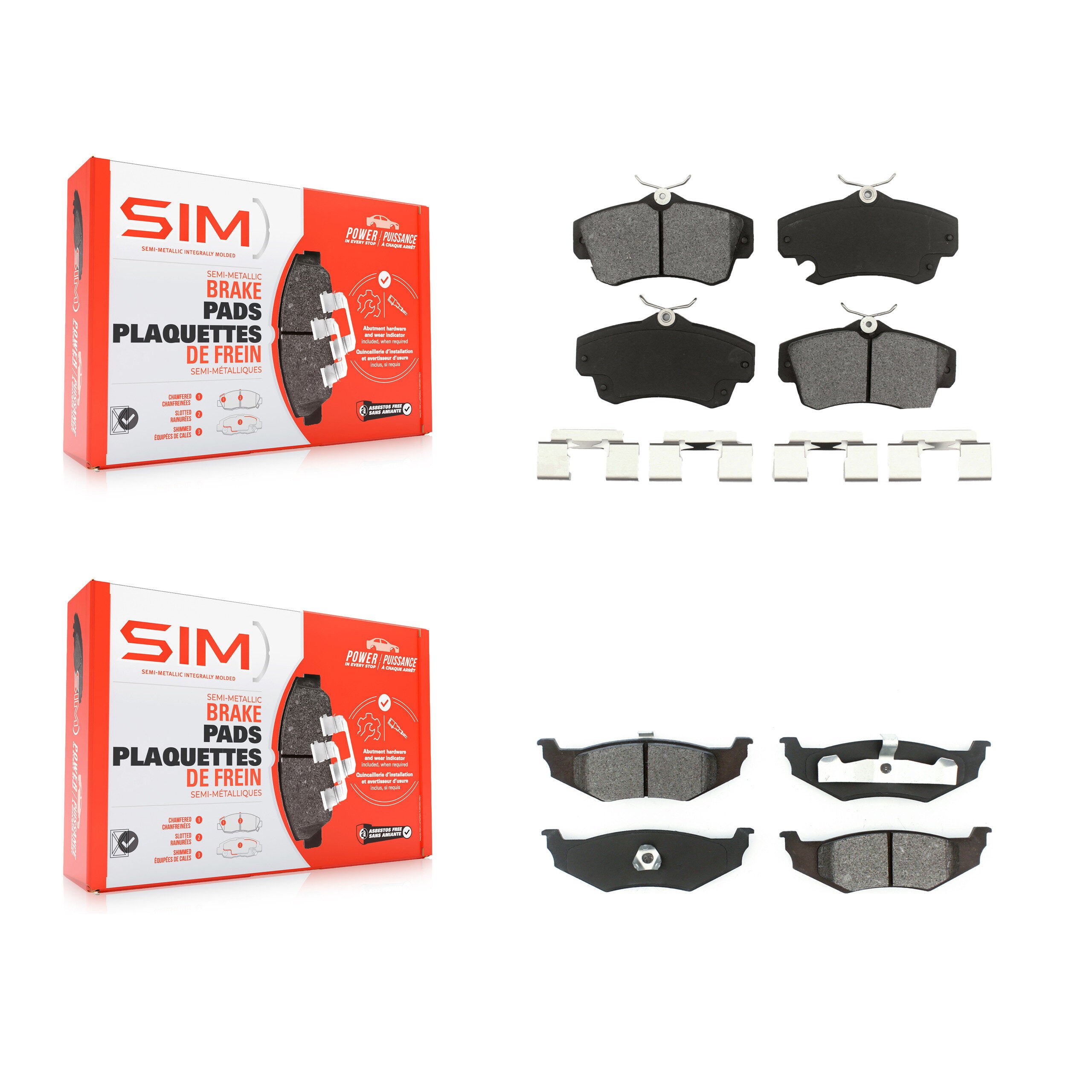 SIM KSM-100366 Disc Brake Pad for 2001-2010 Chrysler PT Cruiser, Dodge Neon - Front and Rear