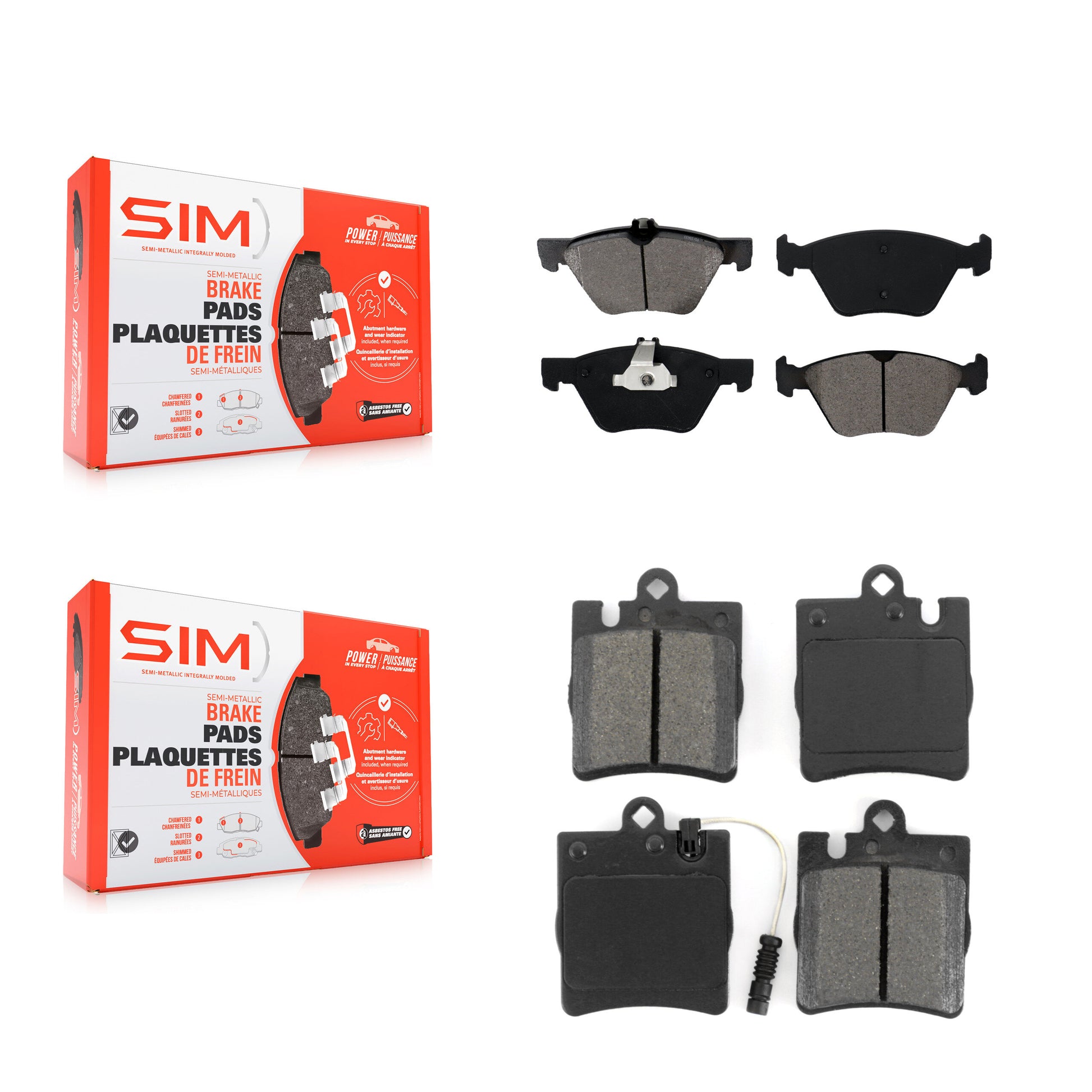 SIM KSM-100371 Disc Brake Pad for 1996-2003 Mercedes-Benz CLK320, Mercedes-Benz CLK430 and More - Front and Rear