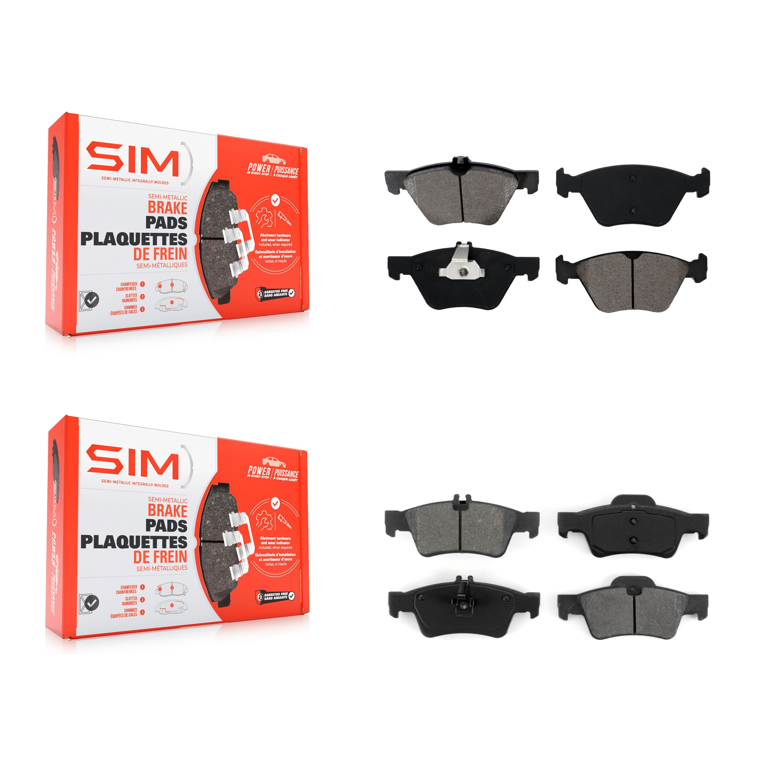 SIM KSM-100372 Disc Brake Pad for 2004-2009 Mercedes-Benz E300, Mercedes-Benz E350, Mercedes-Benz E320 - Front and Rear