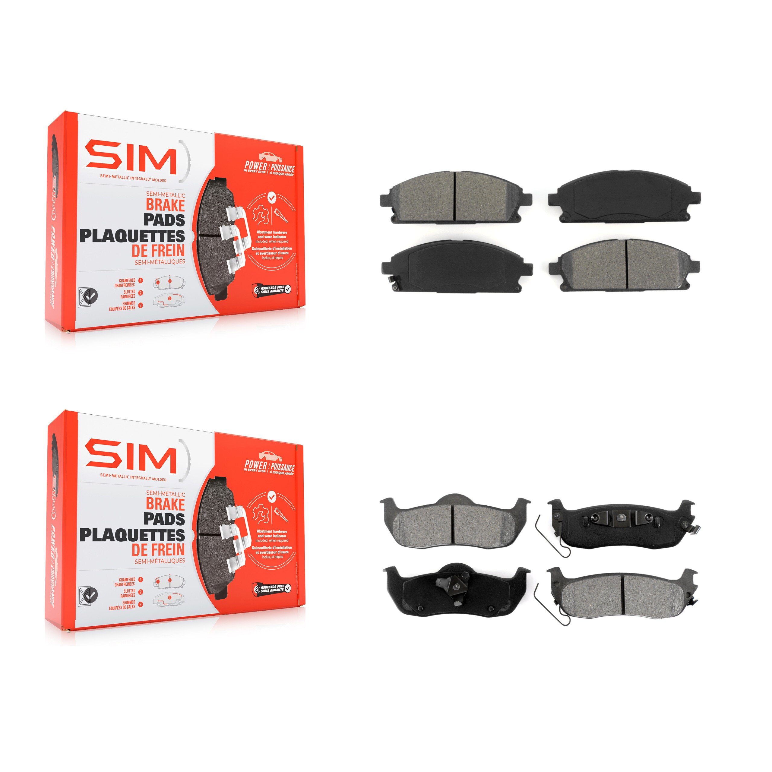 SIM KSM-100373 Disc Brake Pad for 2004 Nissan Pathfinder - Front and Rear
