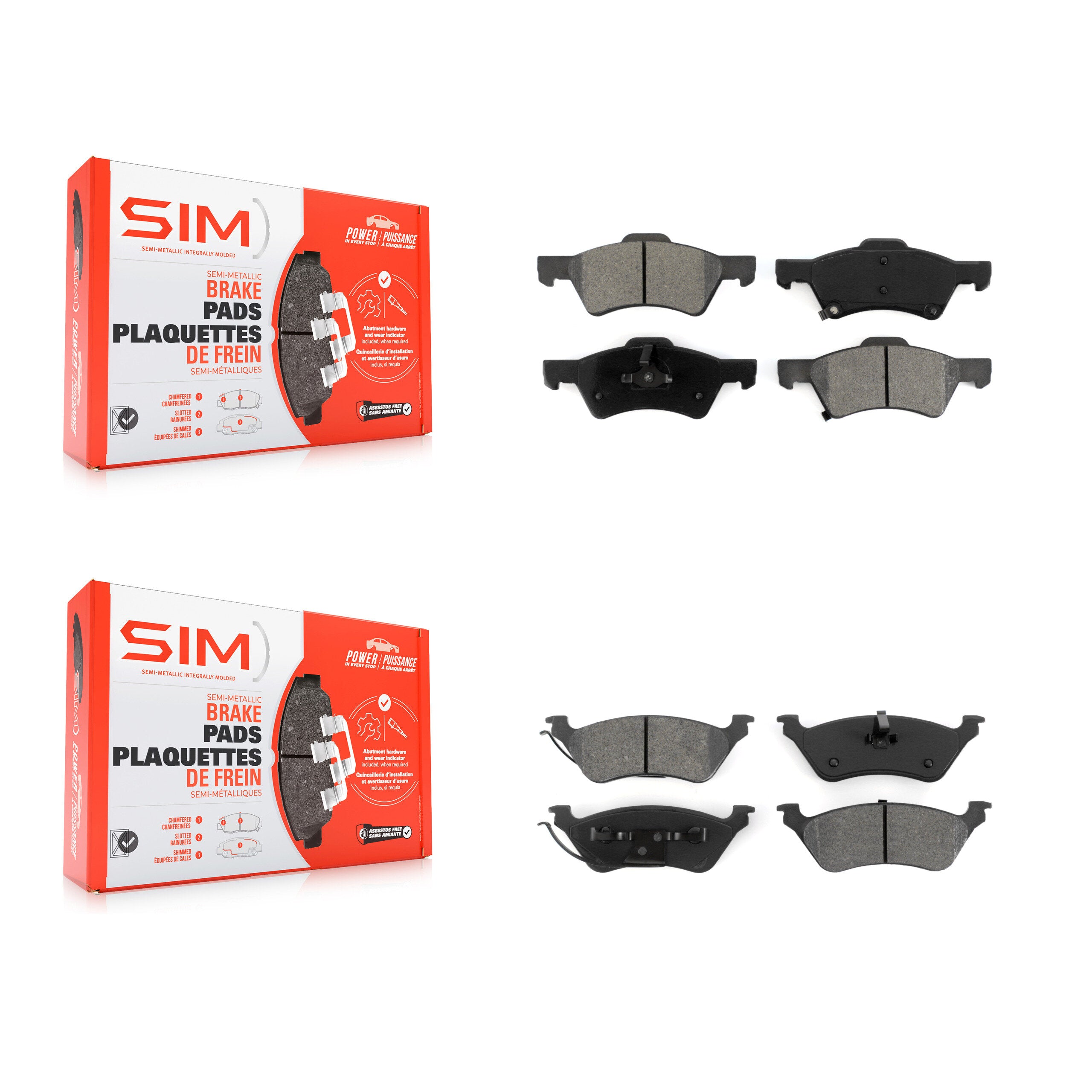 SIM KSM-100378 Disc Brake Pad for 2001-2007 Dodge Grand Caravan, Chrysler Town & Country and More - Front and Rear