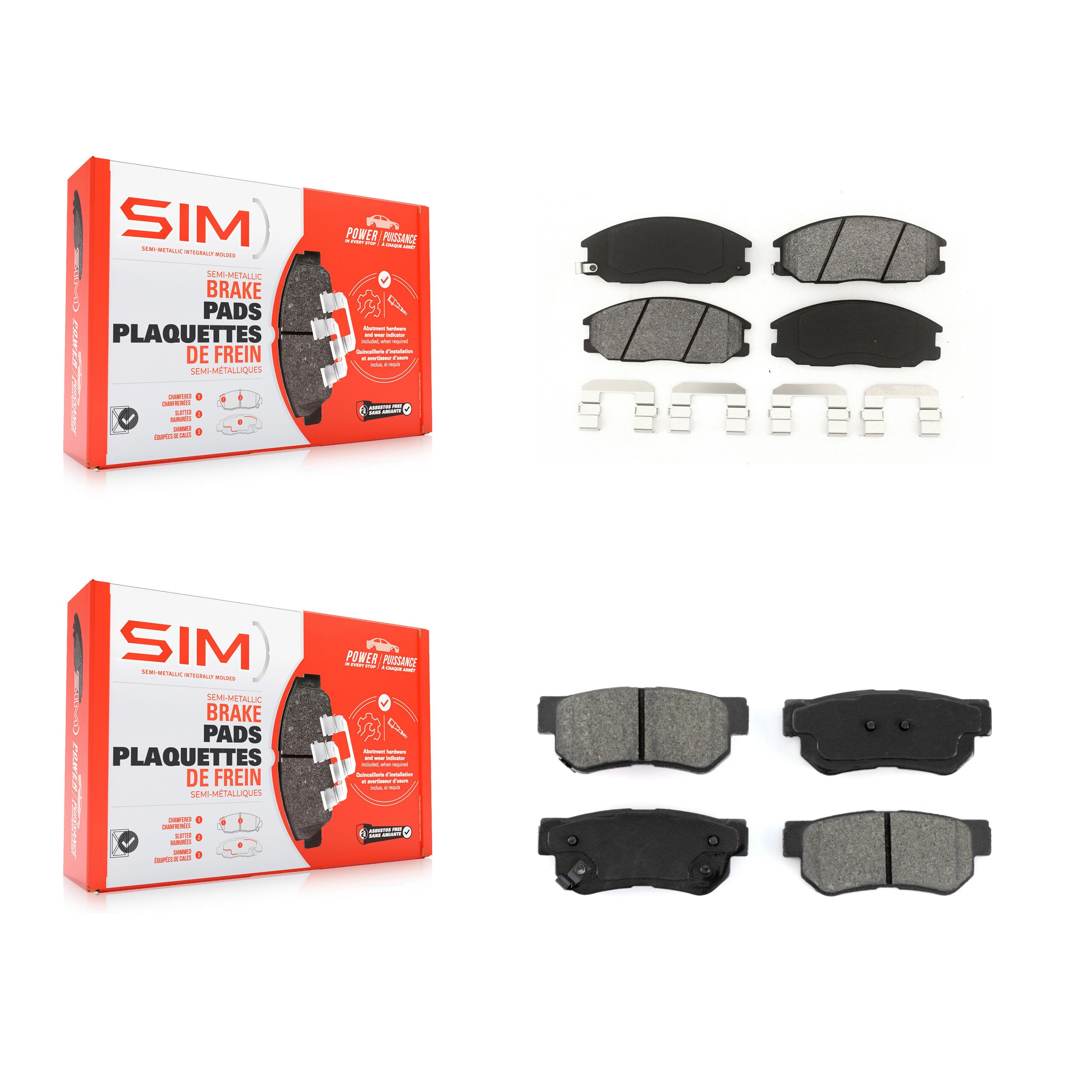 SIM KSM-100379 Disc Brake Pad for 2001-2006 Kia Amanti, Hyundai XG350 and More - Front and Rear