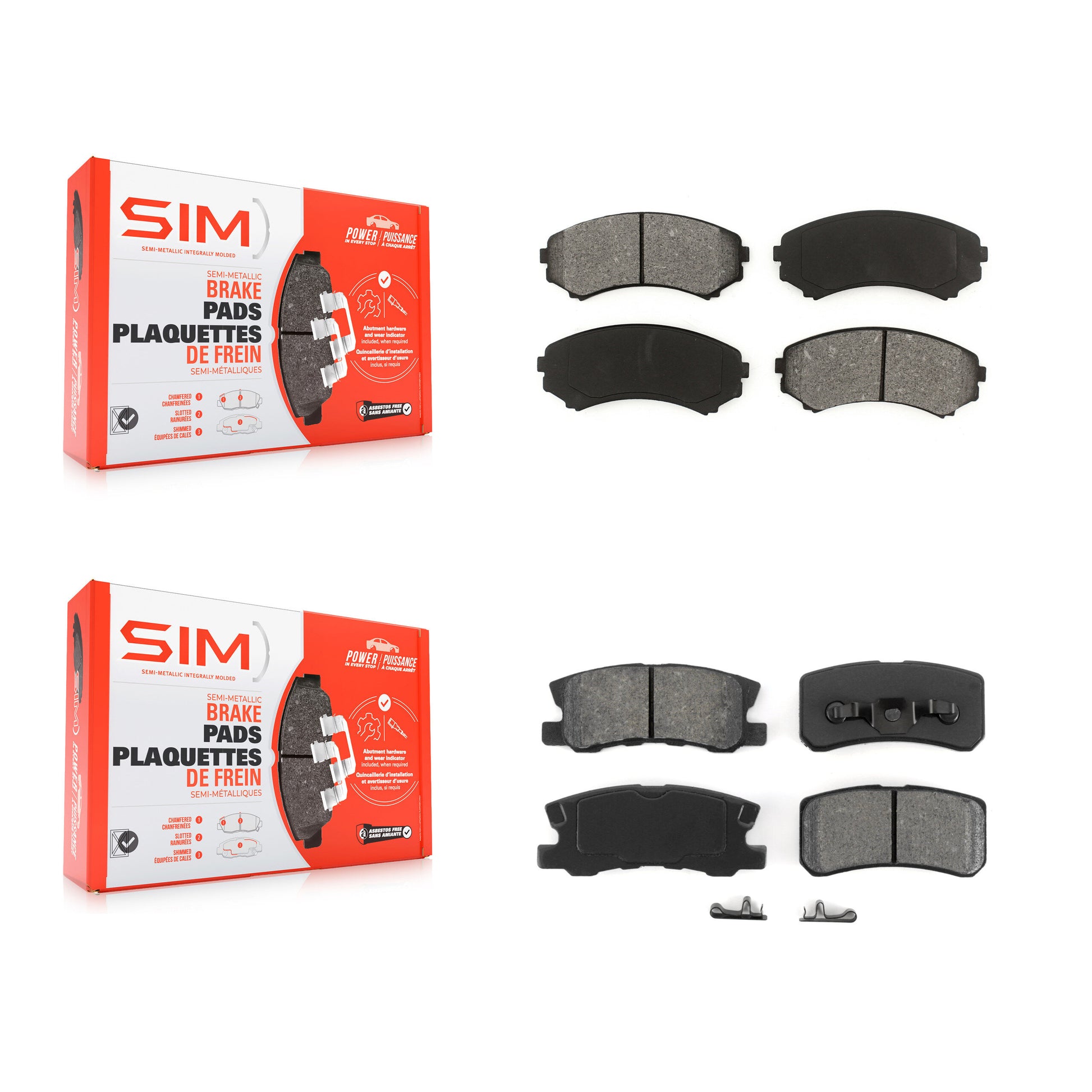 SIM KSM-100385 Disc Brake Pad for 2001-2011 Mitsubishi Endeavor, Mitsubishi Montero - Front and Rear