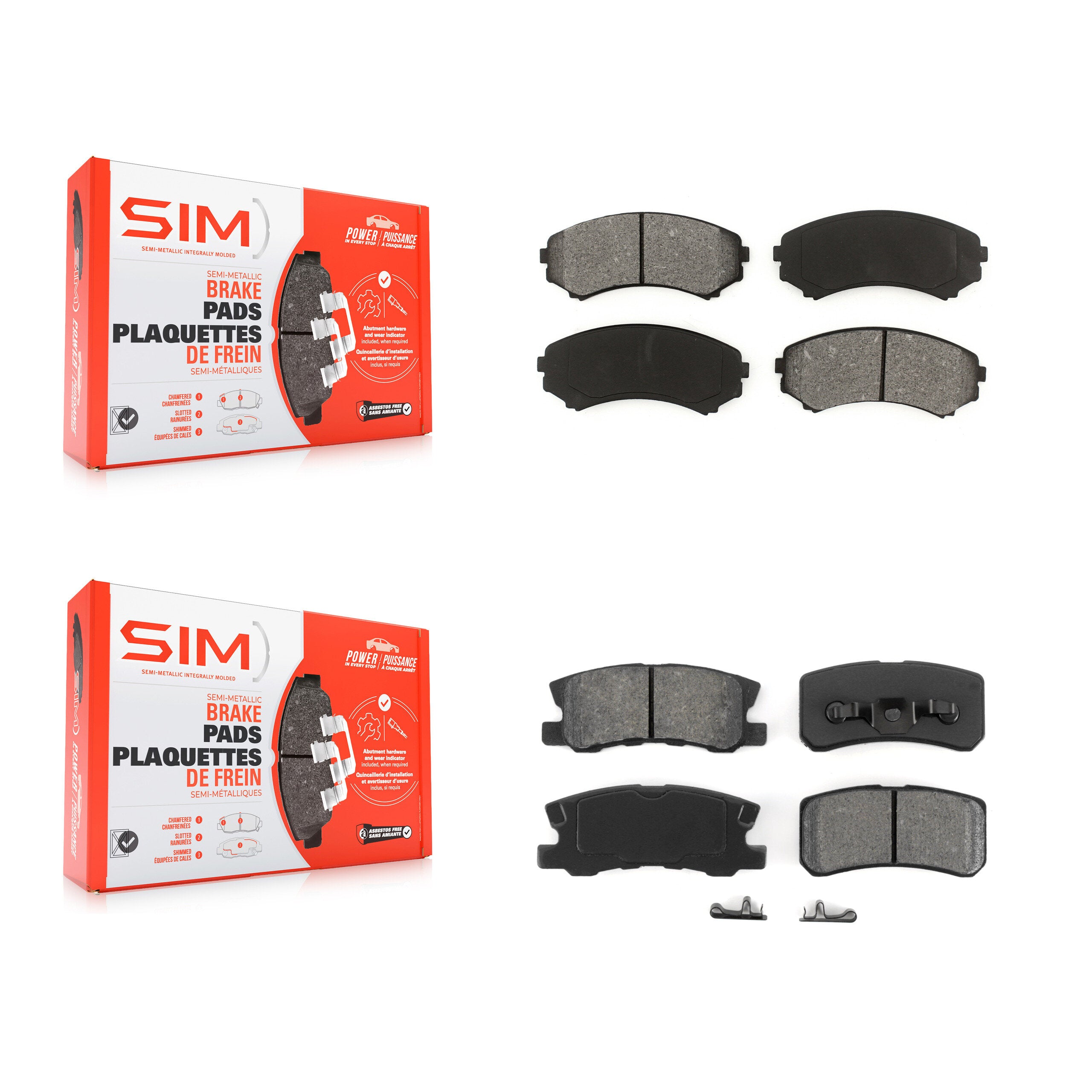 SIM KSM-100385 Disc Brake Pad for 2001-2011 Mitsubishi Endeavor, Mitsubishi Montero - Front and Rear