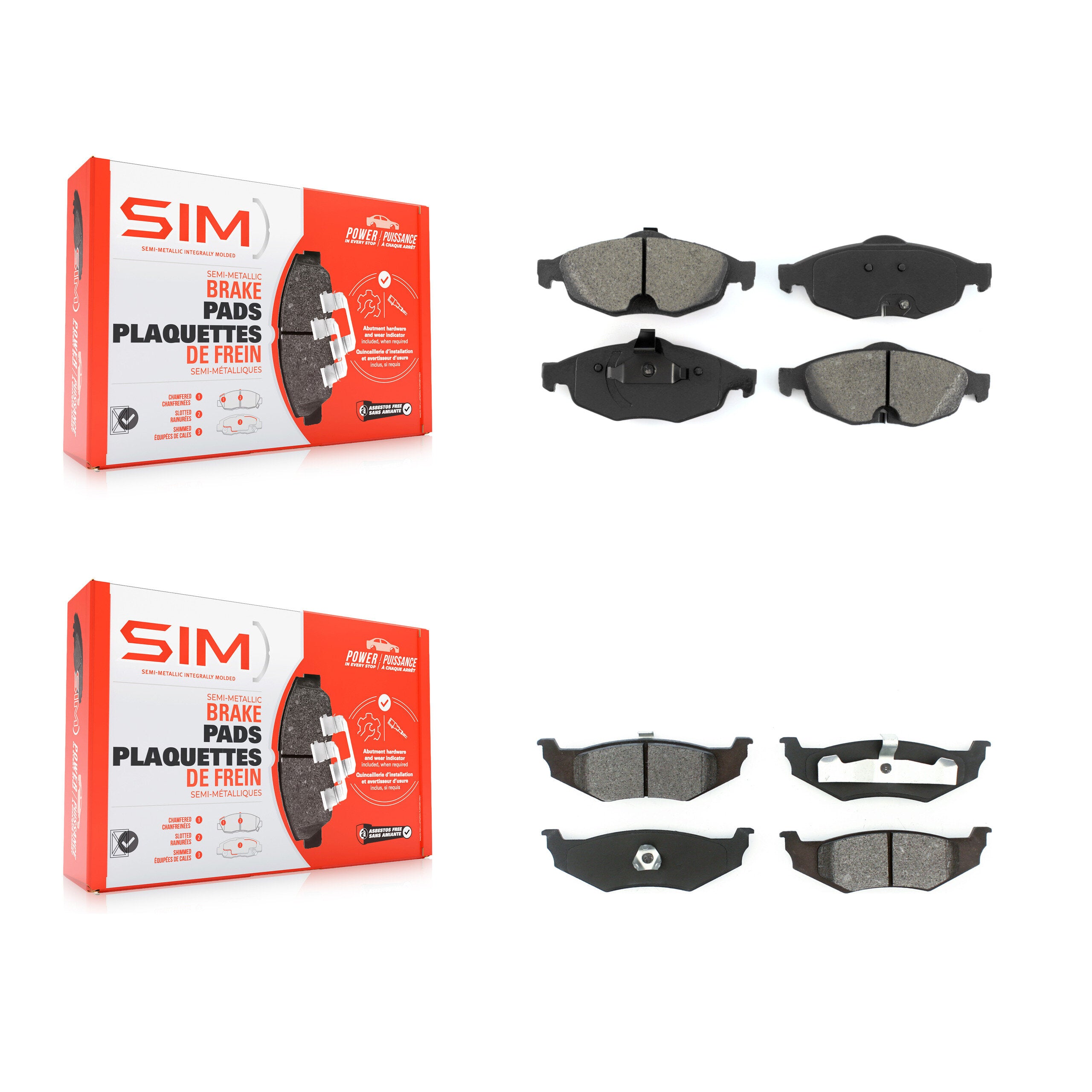 SIM KSM-100386 Disc Brake Pad for 2001-2006 Chrysler Sebring, Dodge Stratus - Front and Rear
