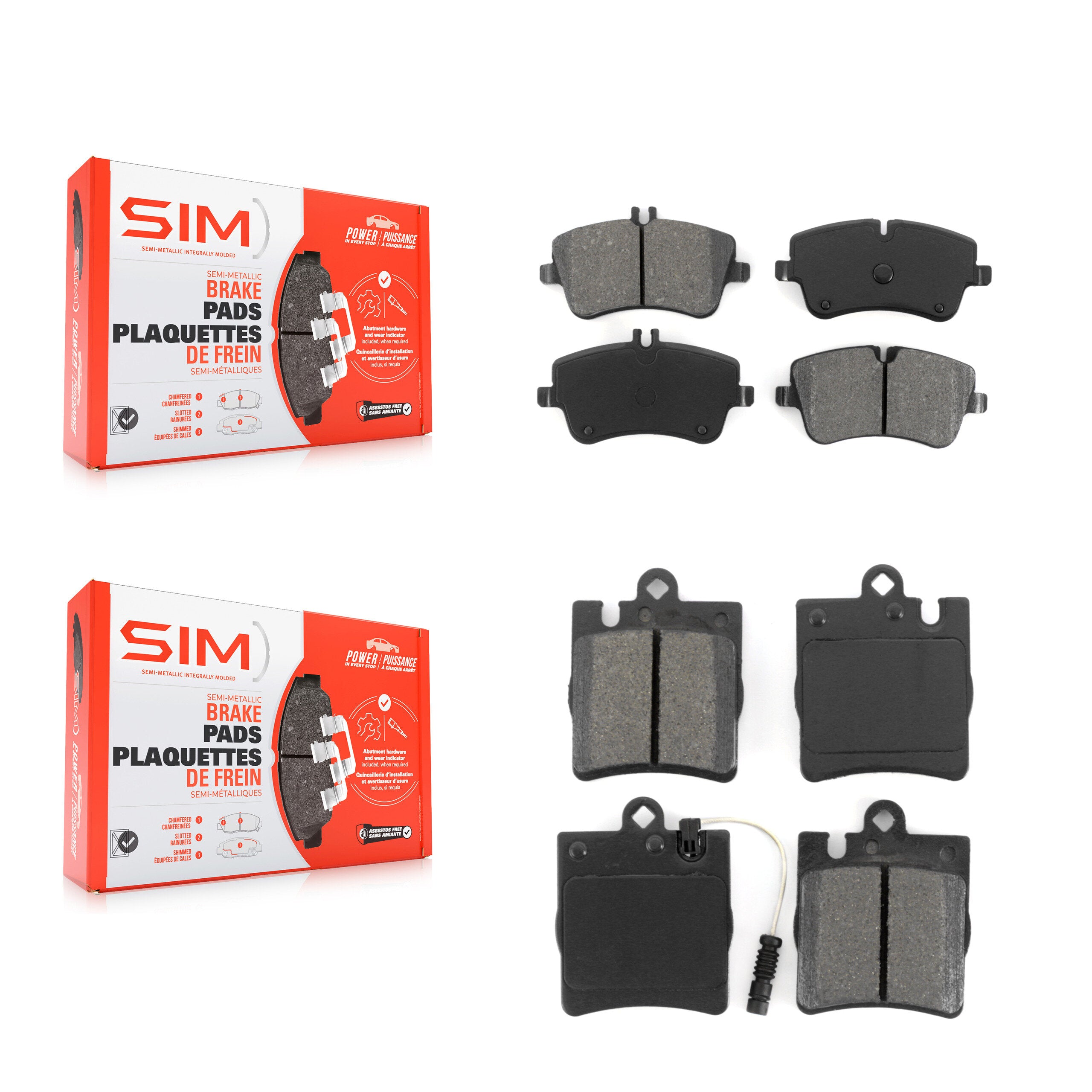 SIM KSM-100388 Disc Brake Pad for 2001-2009 Mercedes-Benz C280, Mercedes-Benz C350 and More - Front and Rear