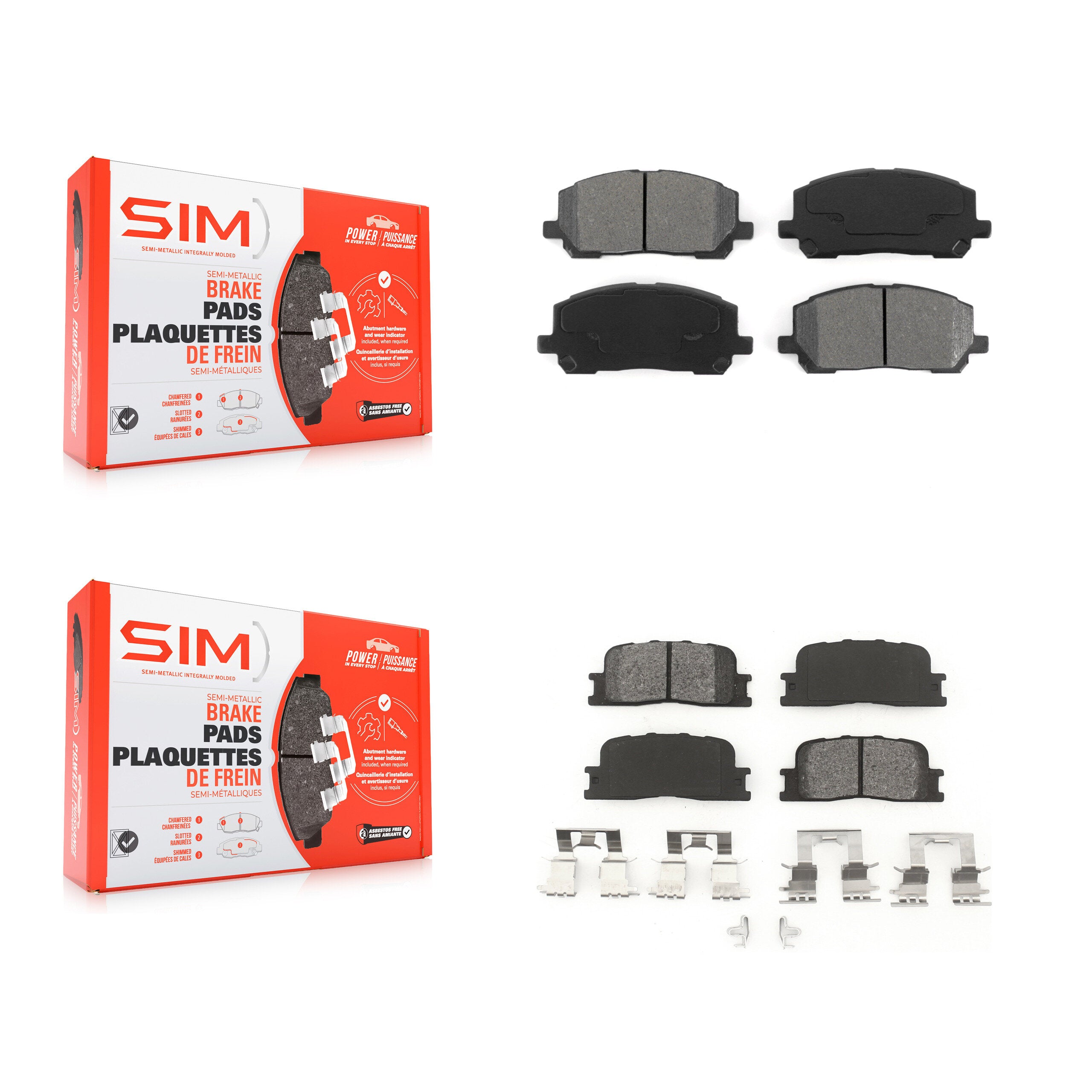SIM KSM-100390 Disc Brake Pad for 2001-2003 Toyota Highlander - Front and Rear