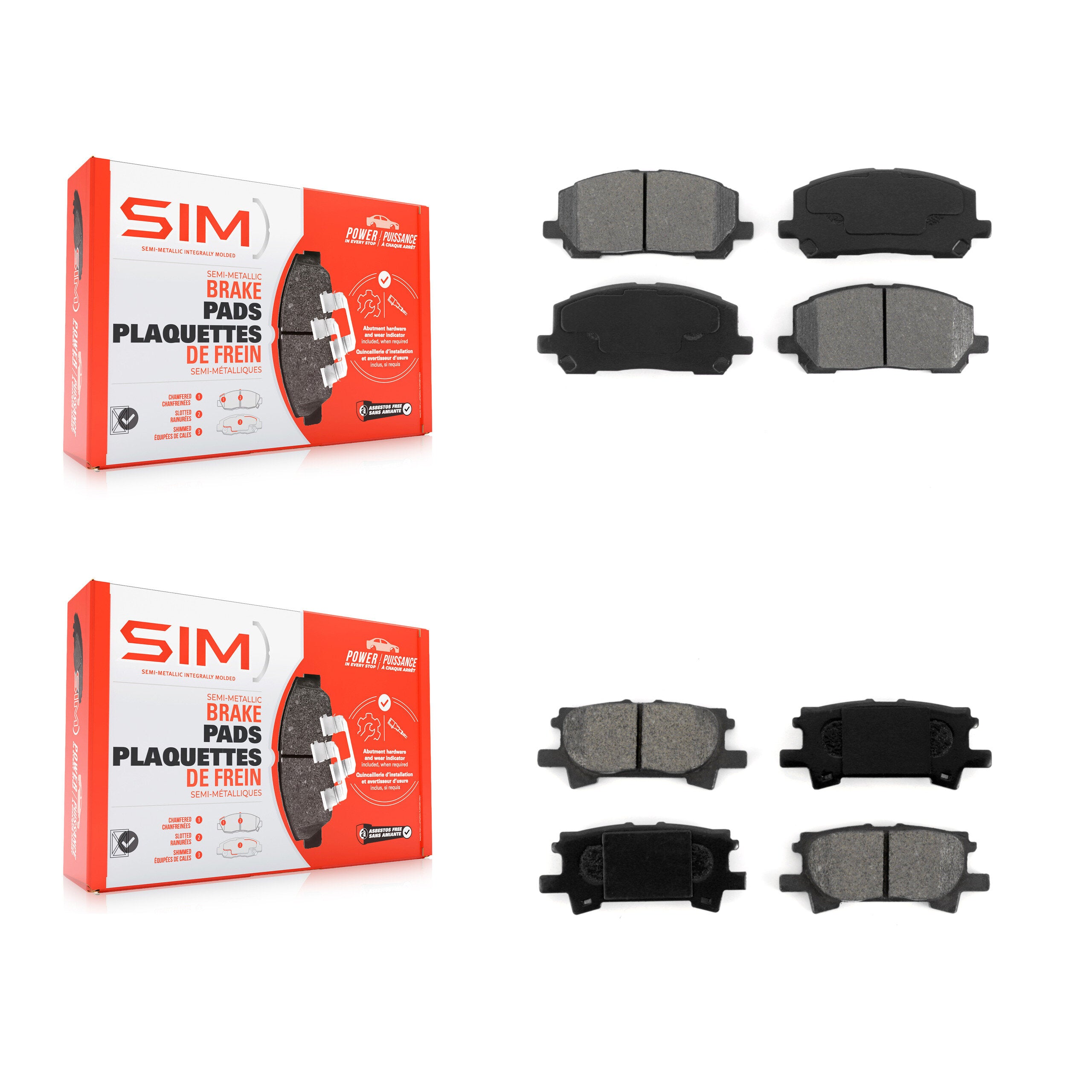 SIM KSM-100391 Disc Brake Pad for 2004-2007 Toyota Highlander - Front and Rear
