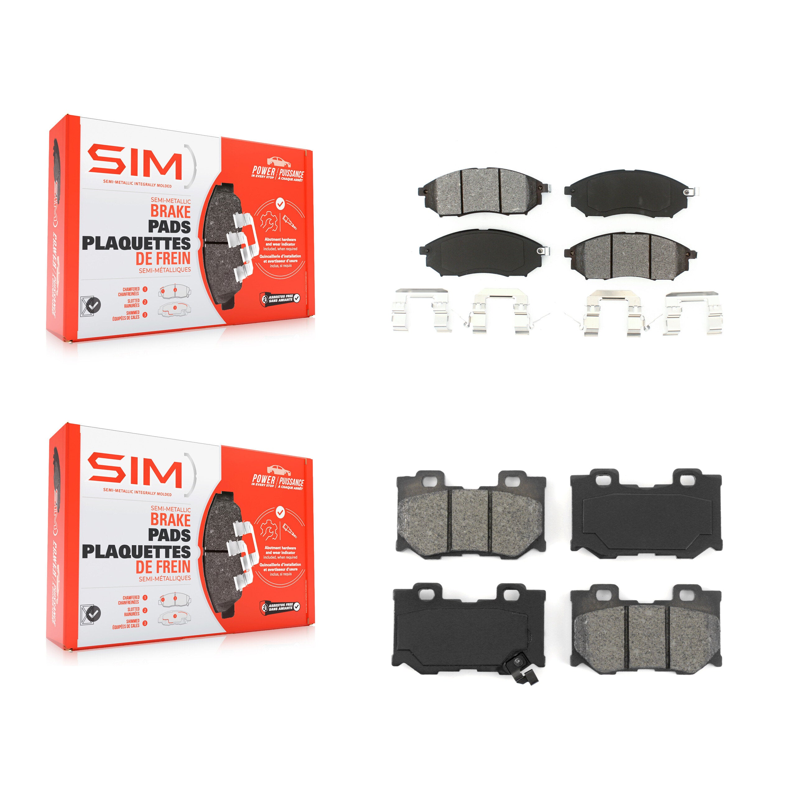 SIM KSM-100393 Disc Brake Pad for 2009-2020 INFINITI Q70L, INFINITI Q70 and More - Front and Rear